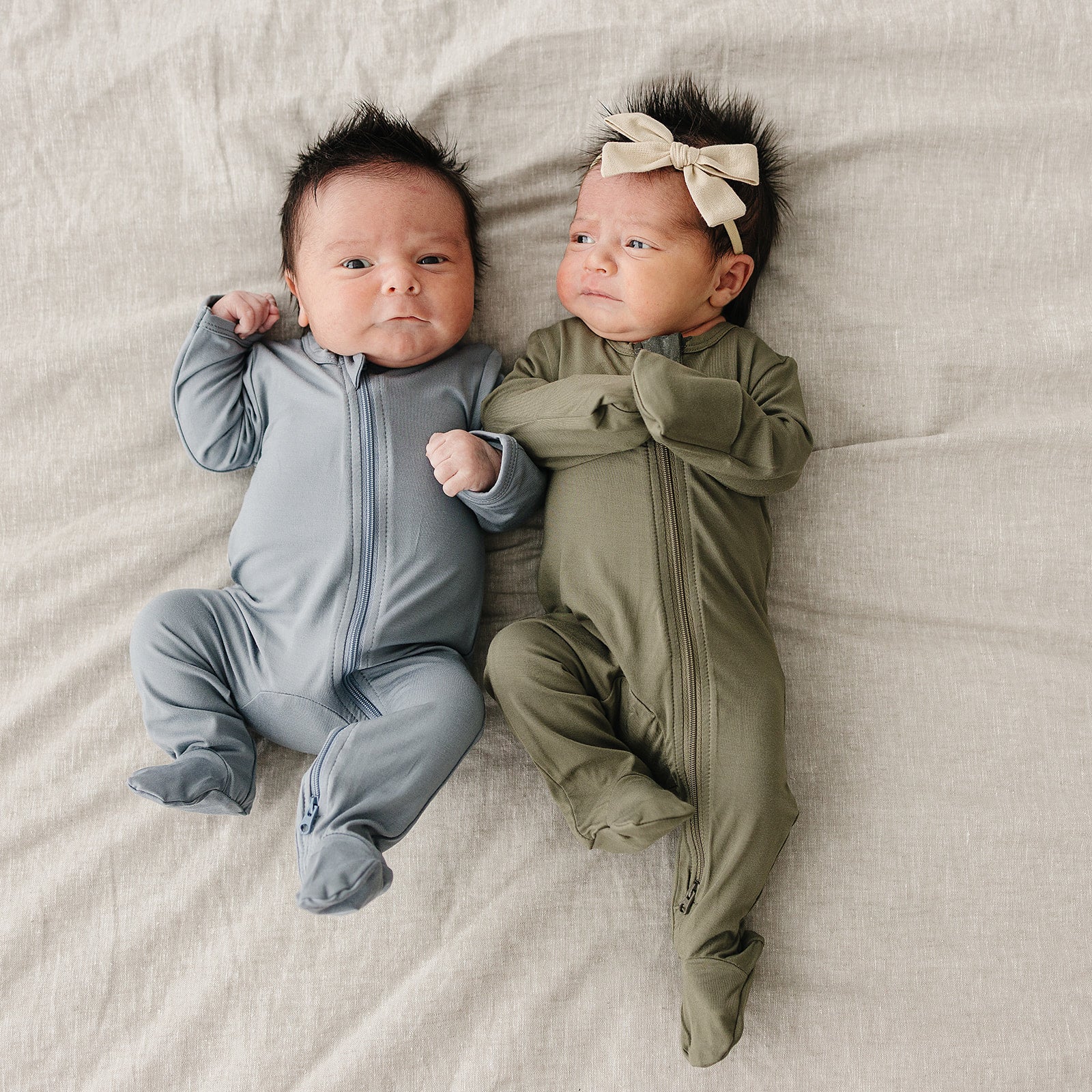 Dusty Blue Bamboo Footed Zipper