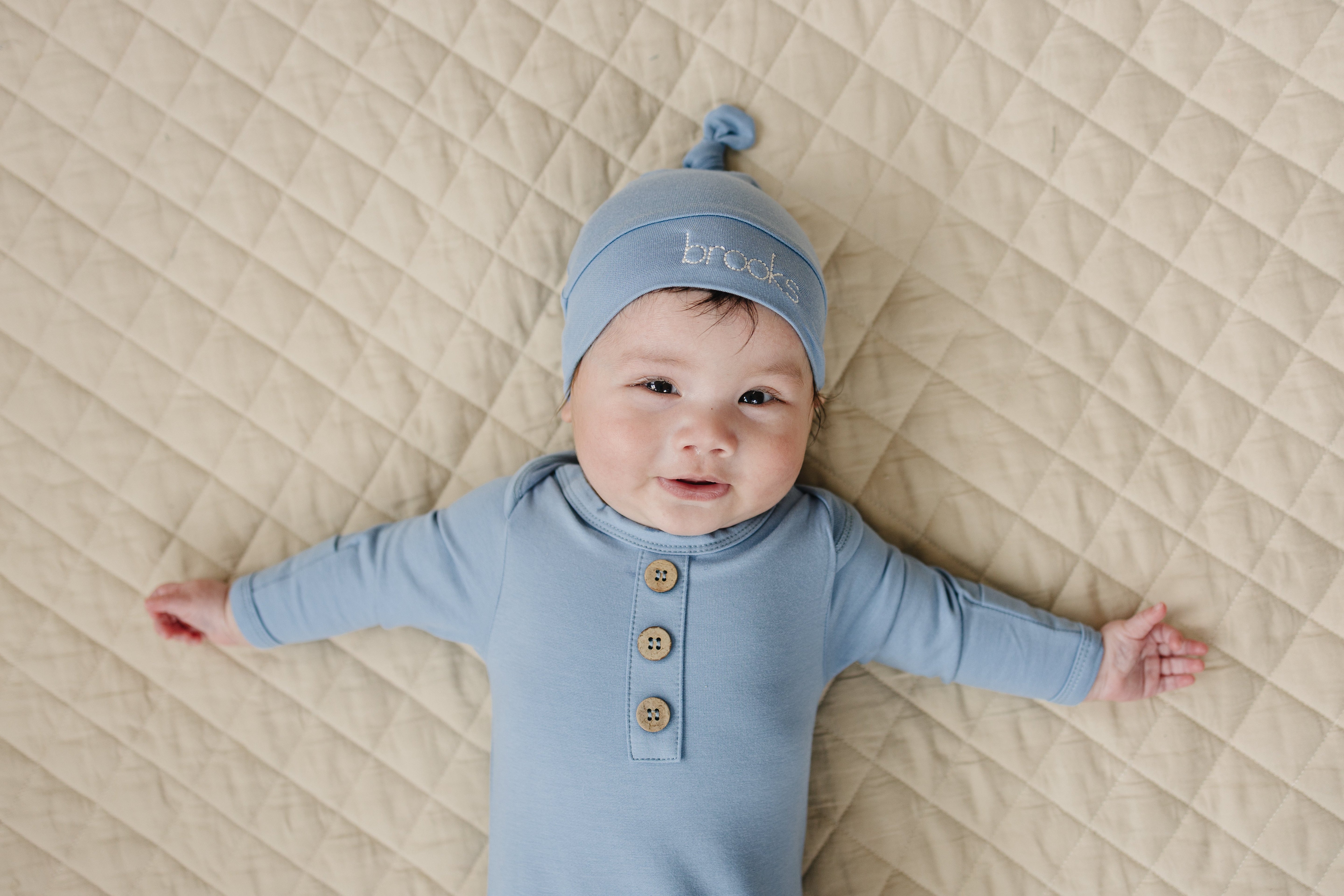 Custom Embroidered Newborn Bamboo Gown & Hat Set