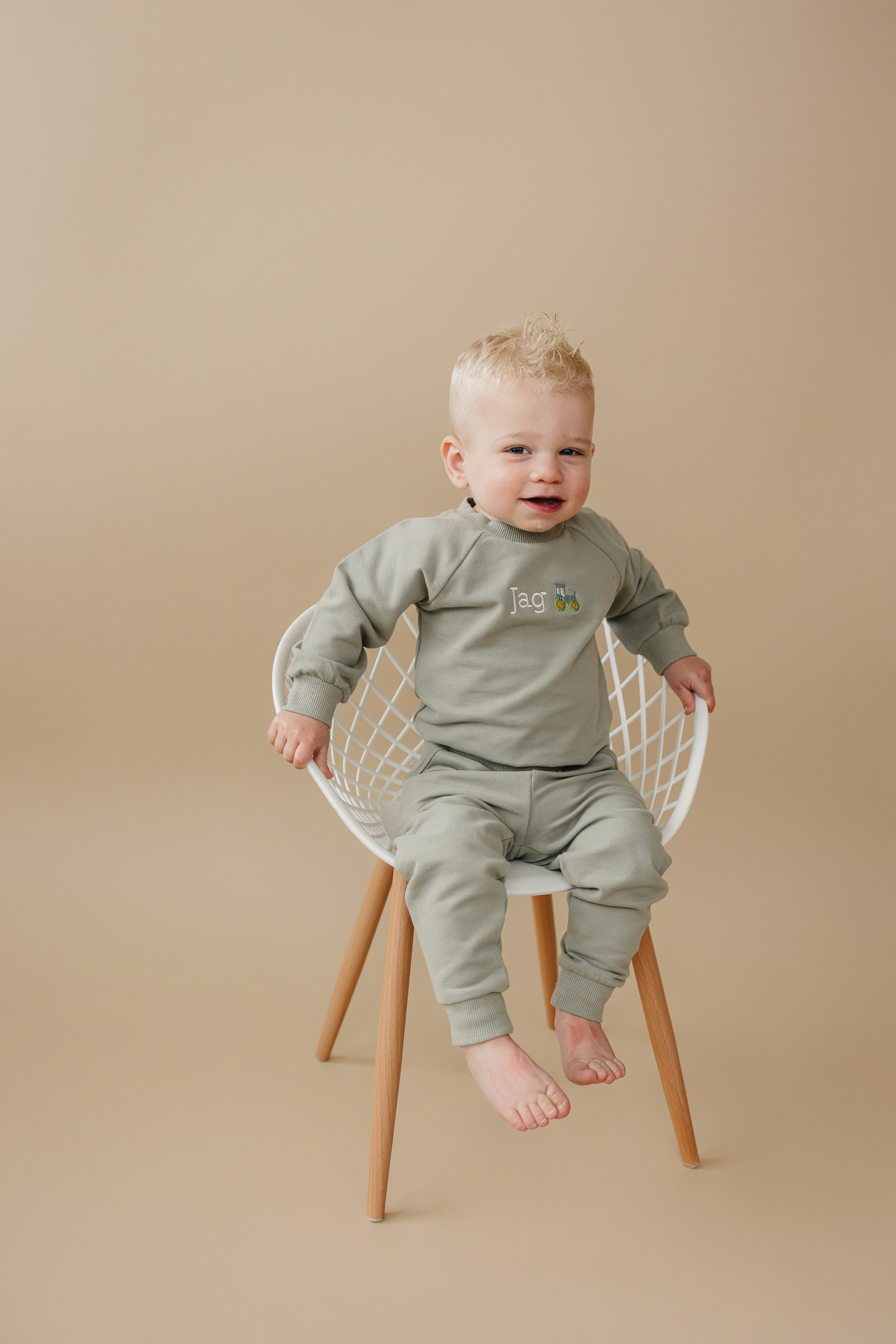 Custom Embroidered Organic Cotton Jogger Set - Tractor Design
