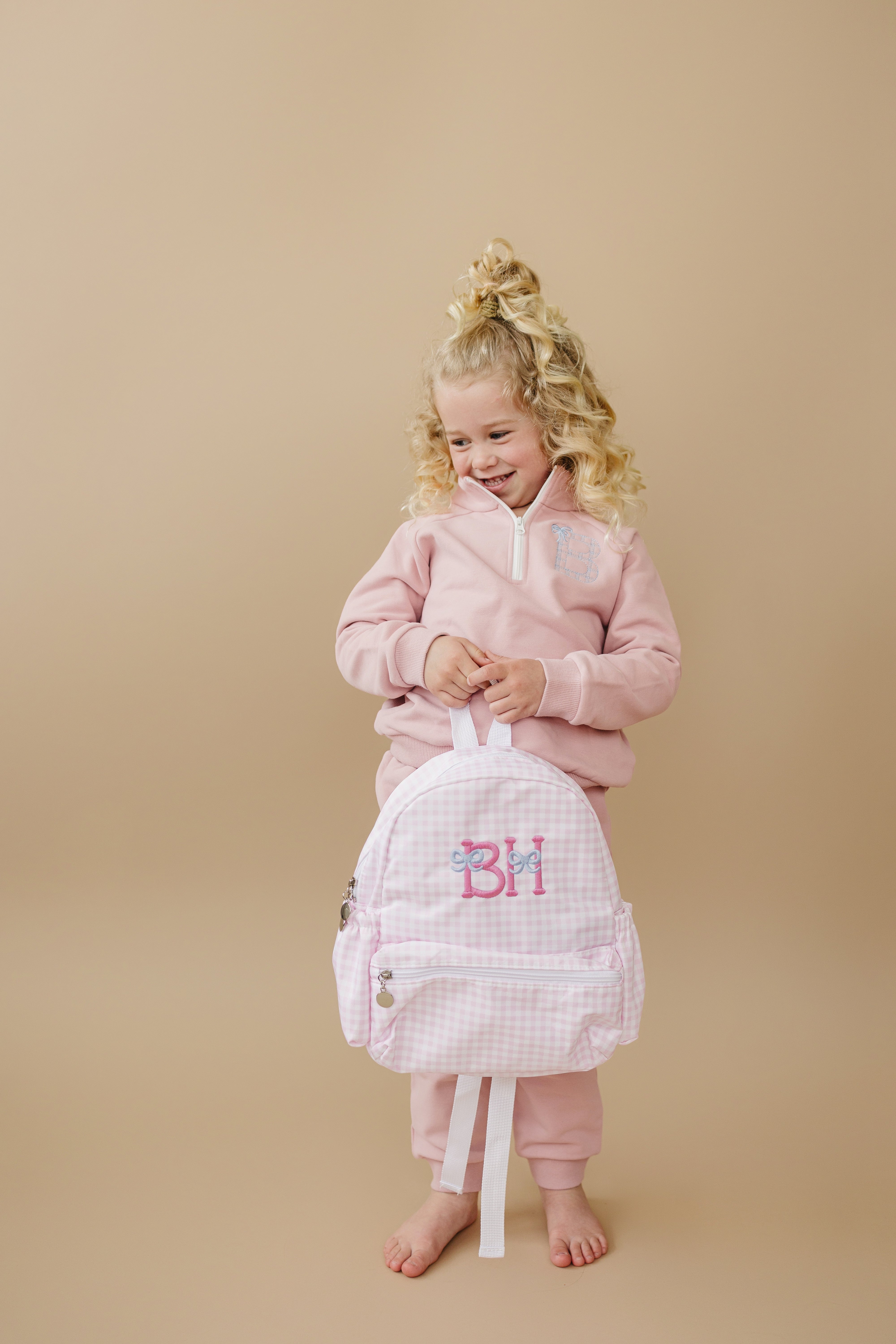 Custom Embroidered Gingham Toddler Backpack - More Colors