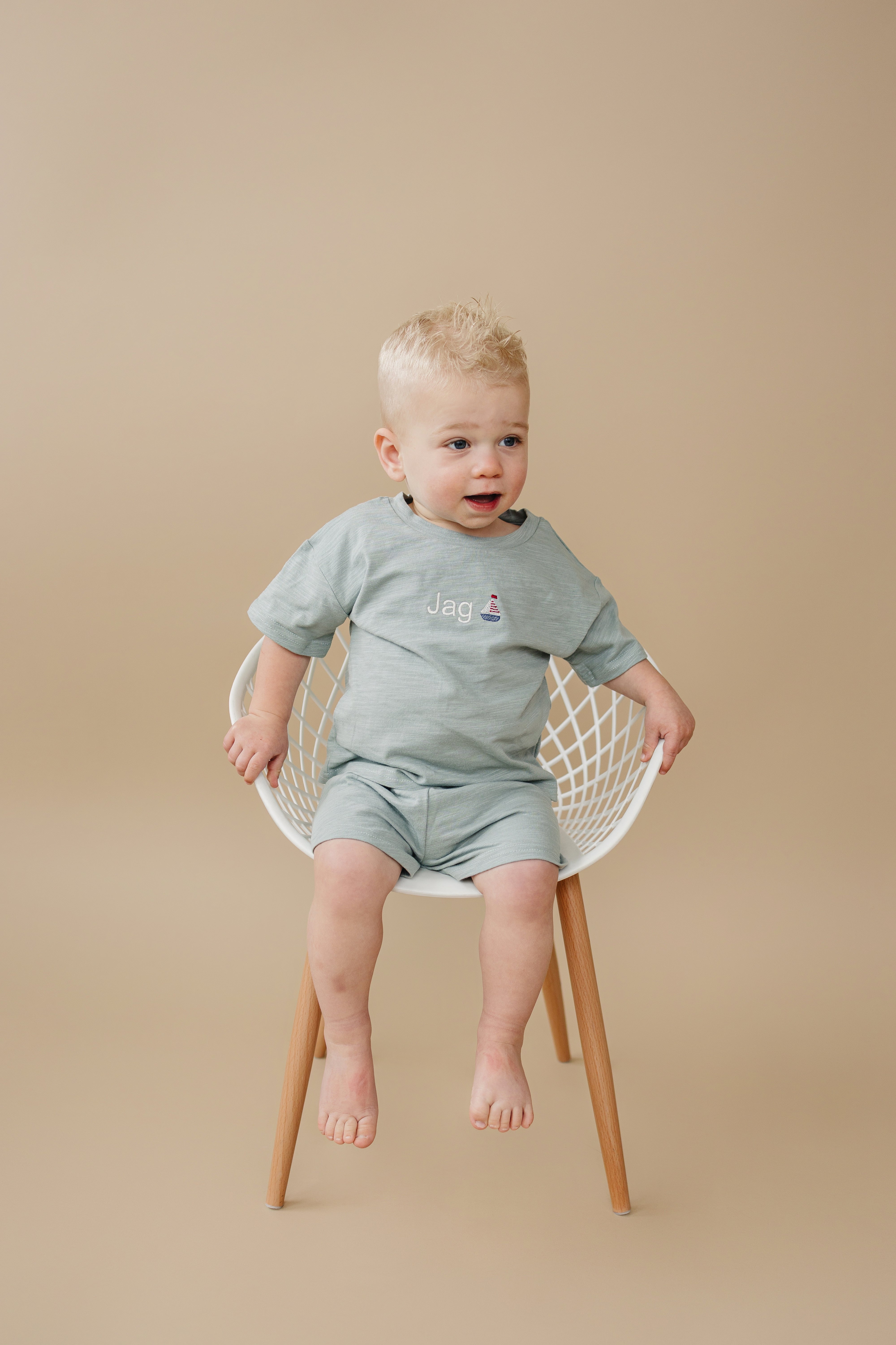 Custom Embroidered Organic Cotton Shorts Set - more colors