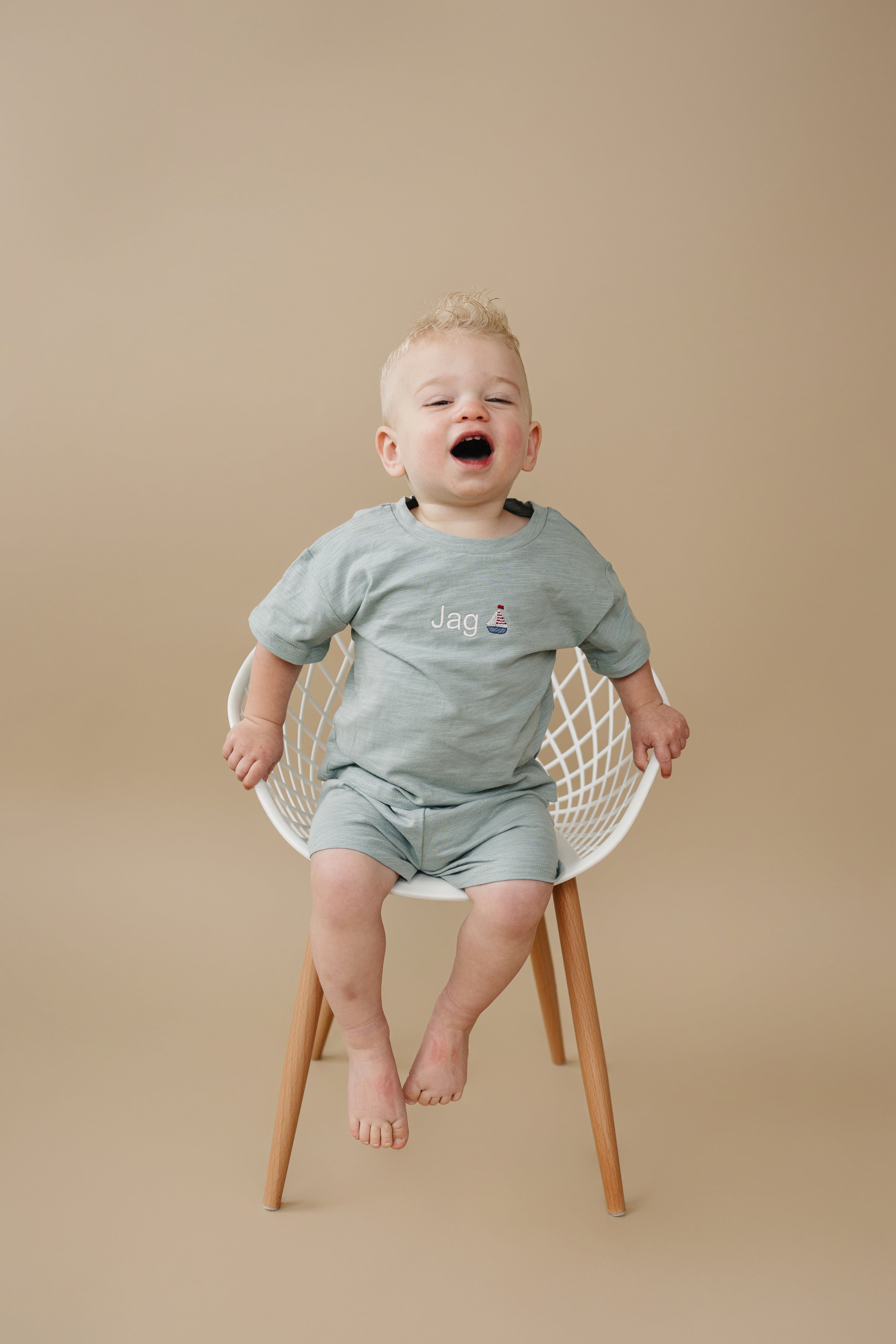 Custom Embroidered Organic Cotton Shorts Set - more colors