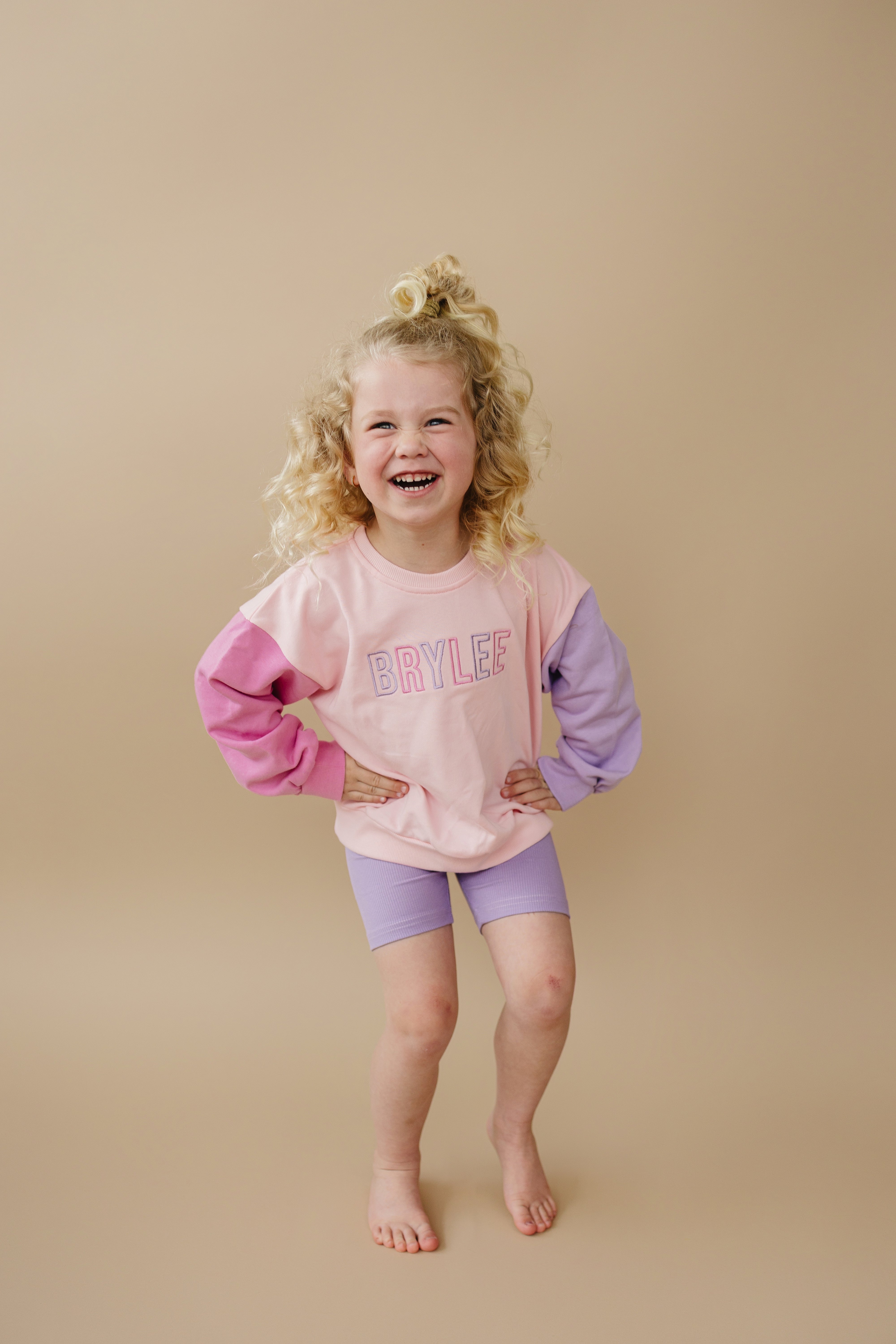 Custom Embroidered Colorblock Crewneck Sweatshirt or Sweatshirt Romper