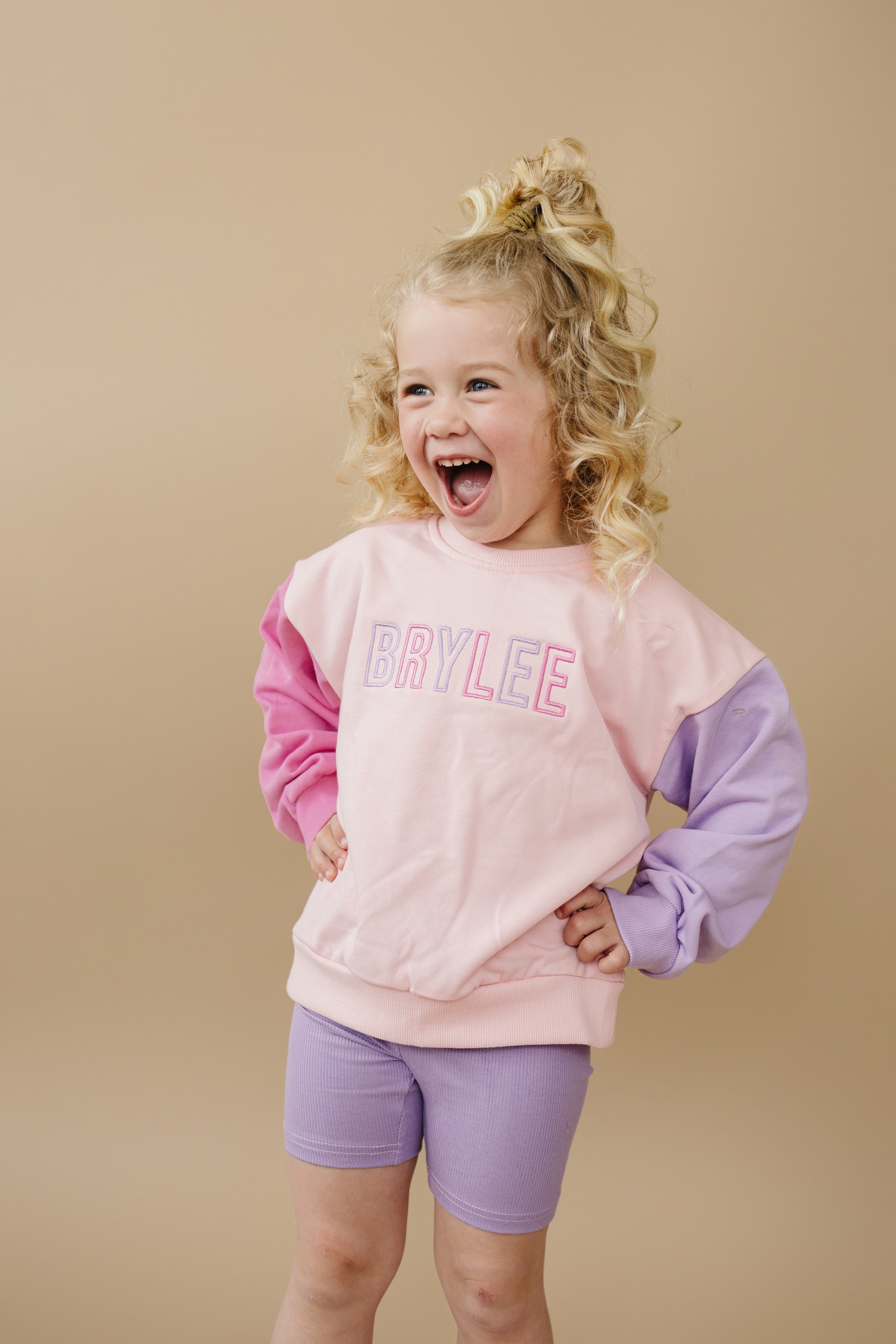 Custom Embroidered Colorblock Crewneck Sweatshirt or Sweatshirt Romper