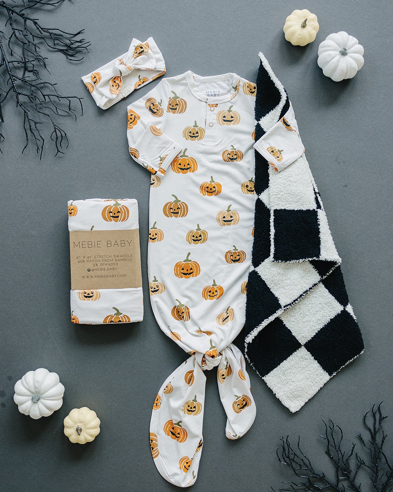 Pumpkins Bamboo Knot Gown  Mebie Baby   