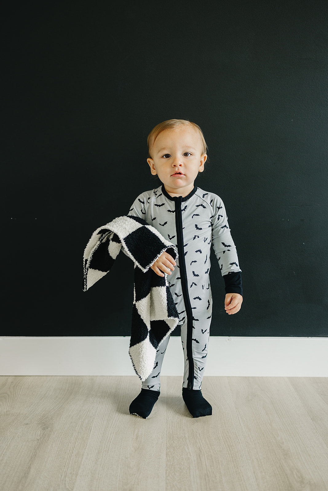 Black + White Checkered Plush Blanket  Mebie Baby   