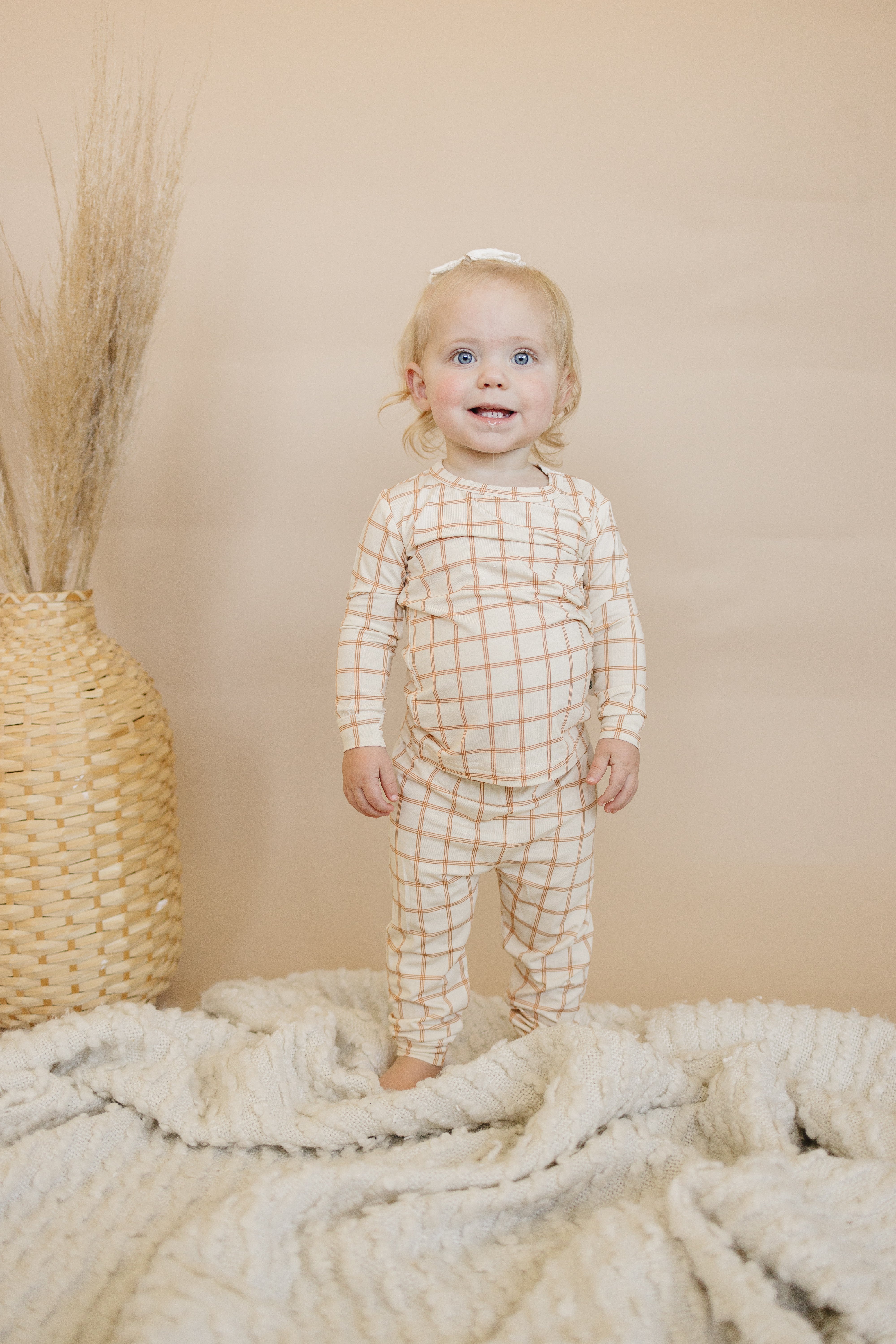 Pumpkin Plaid Bamboo Baby Pajamas - 2 Piece Set