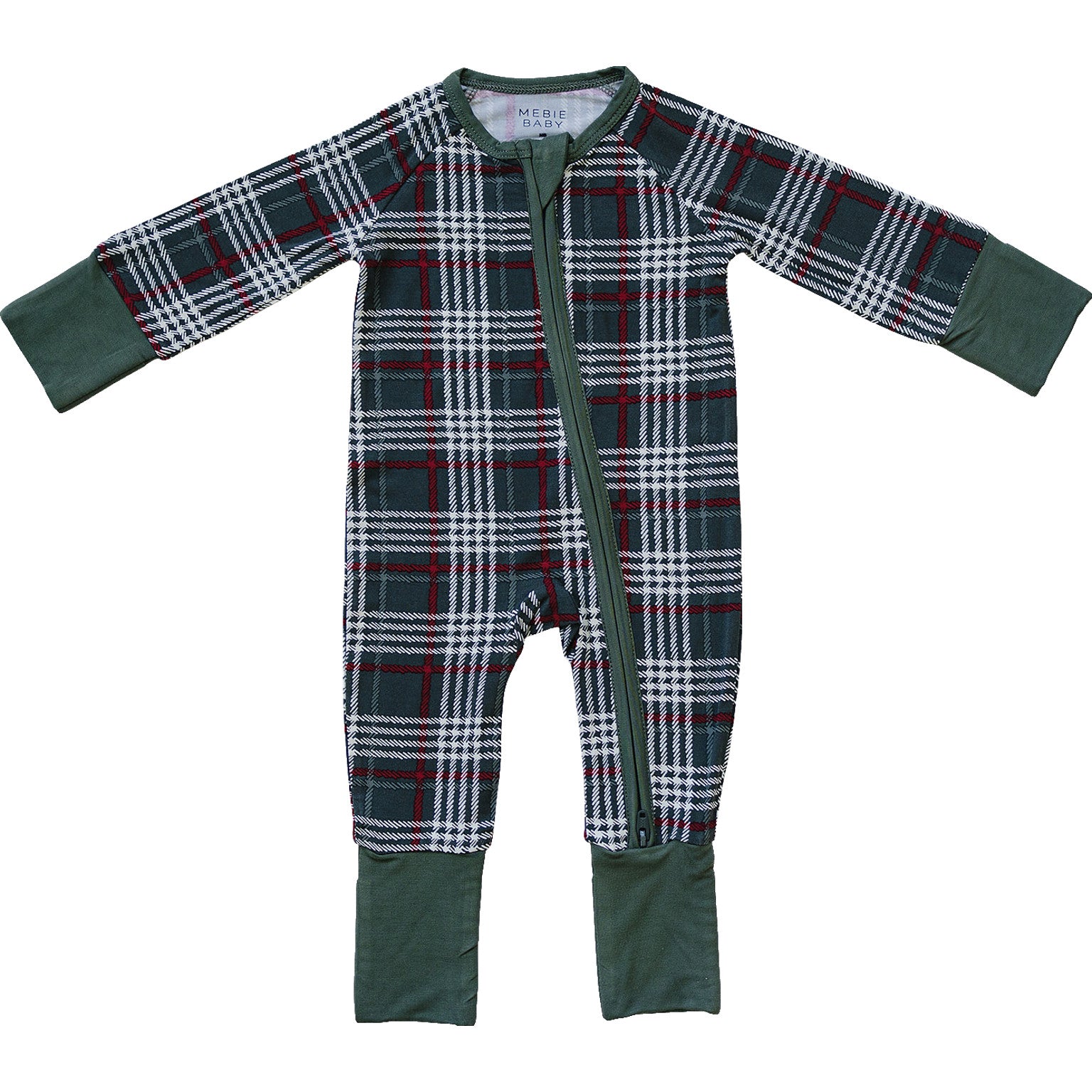 Green Plaid Bamboo Zipper  Mebie Baby   