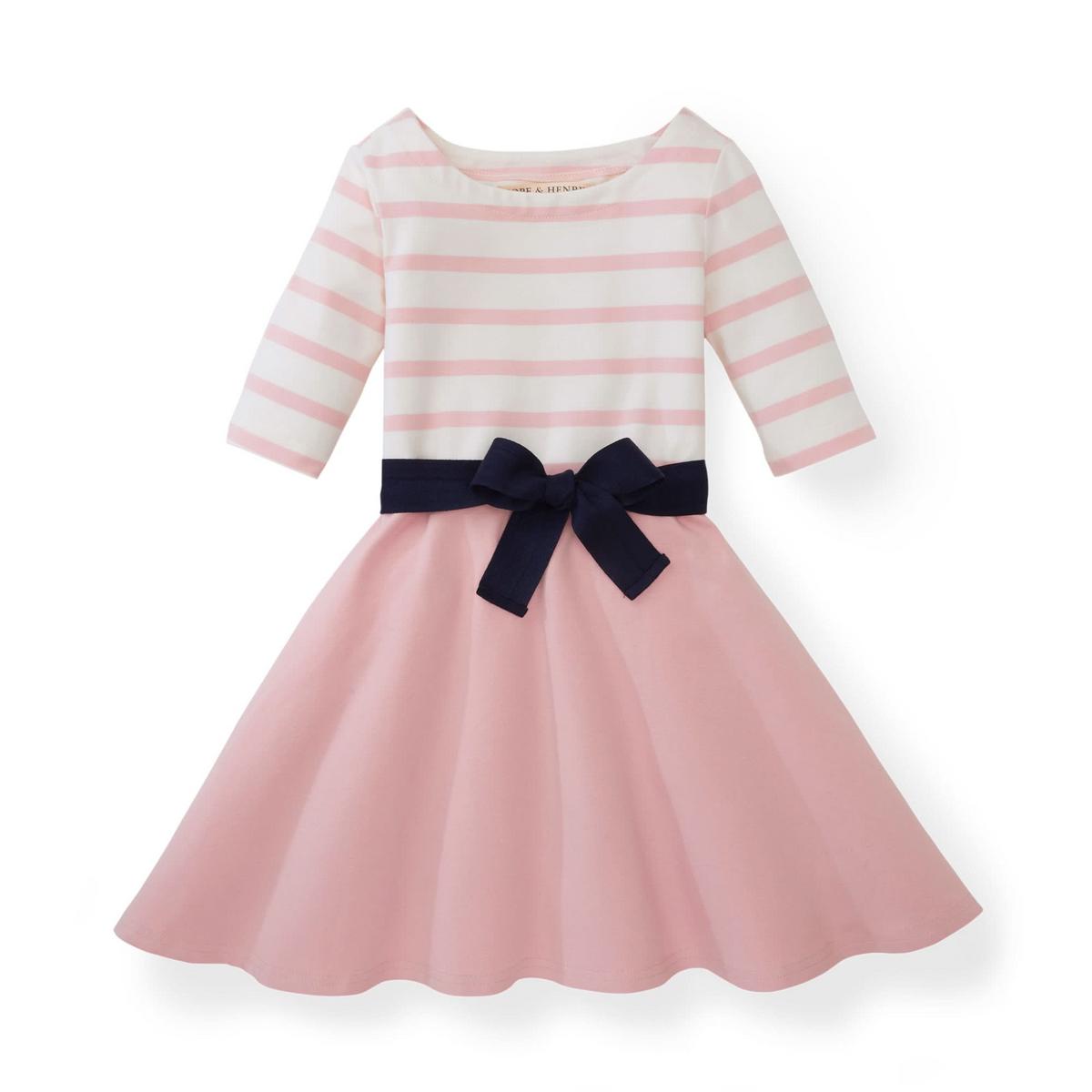 Baby Lightweight Blocked Skater Dress - Light Pink