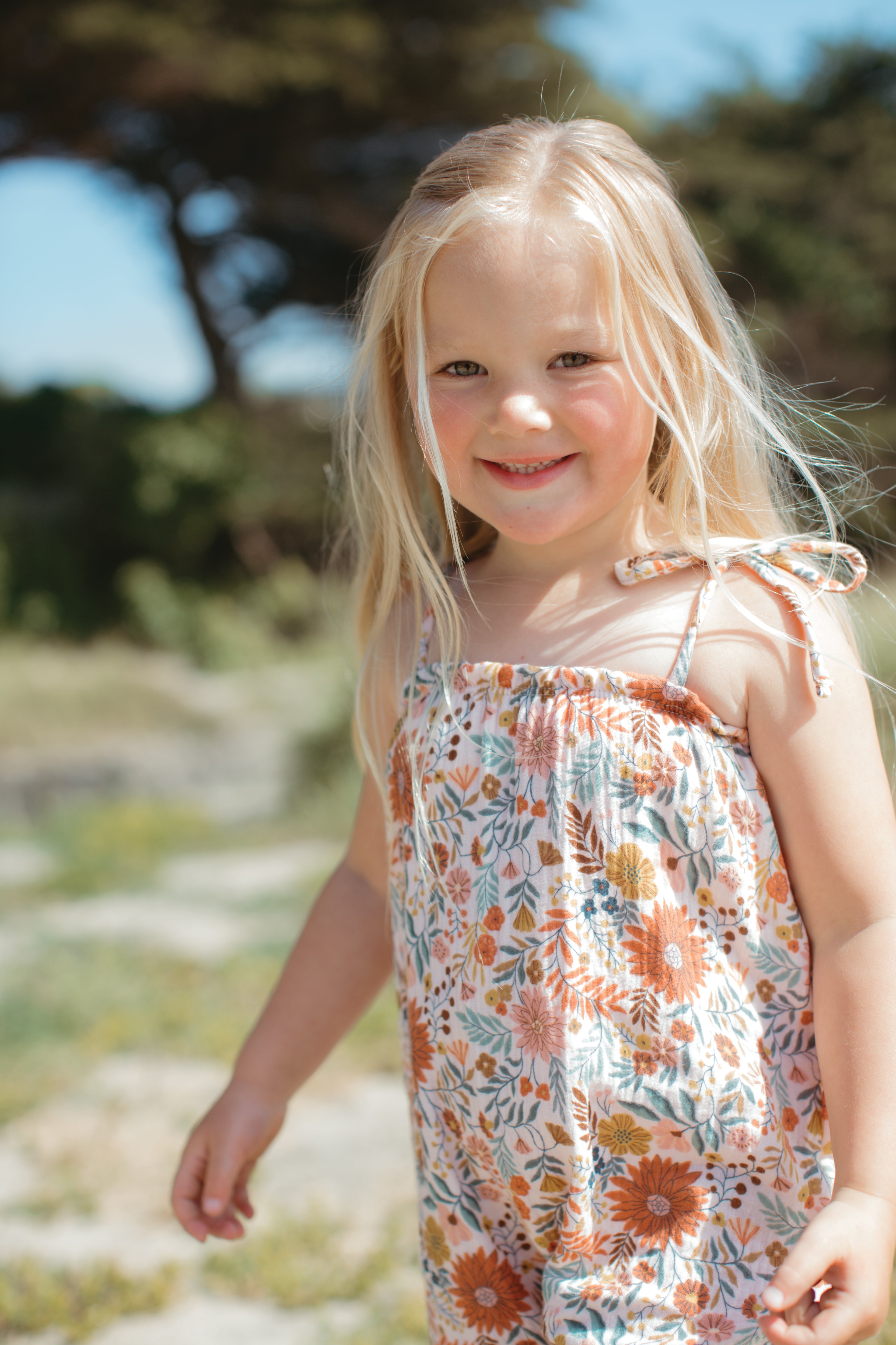 Muslin Tie Shoulder Jumpsuit - Zinnia Bloom