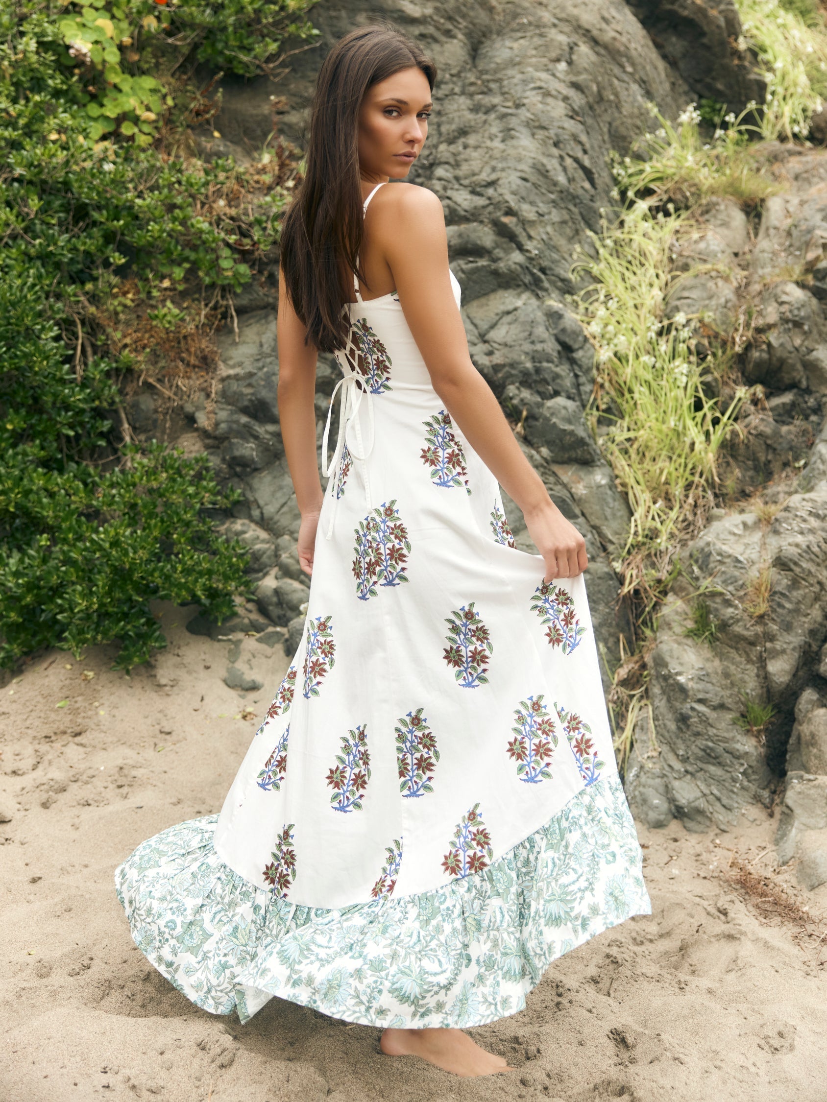 Octavia Dress - White with Bouquets