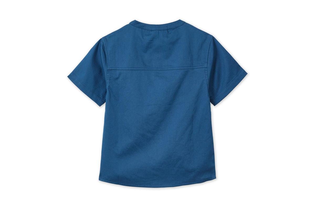 Baby SS Organic Cotton Woven Shirt - Navy Blue