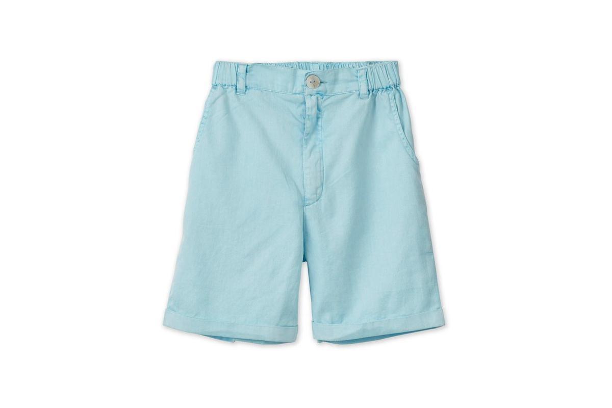 Baby Organic Cotton Woven Bermuda Shorts - Sky Blue