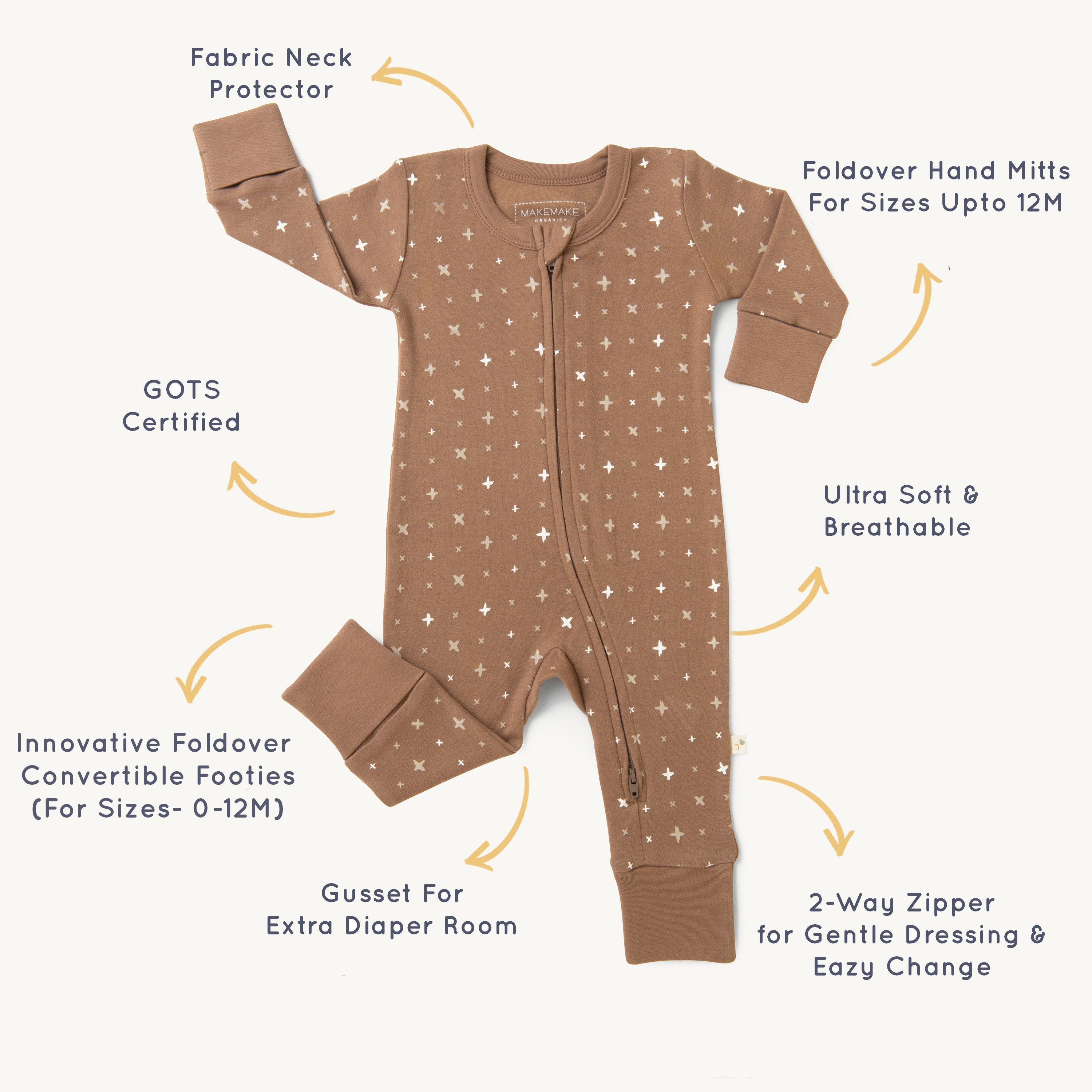 Organic Baby 2-Way Zip Romper - Sparkle Zippered Romper Makemake Organics   