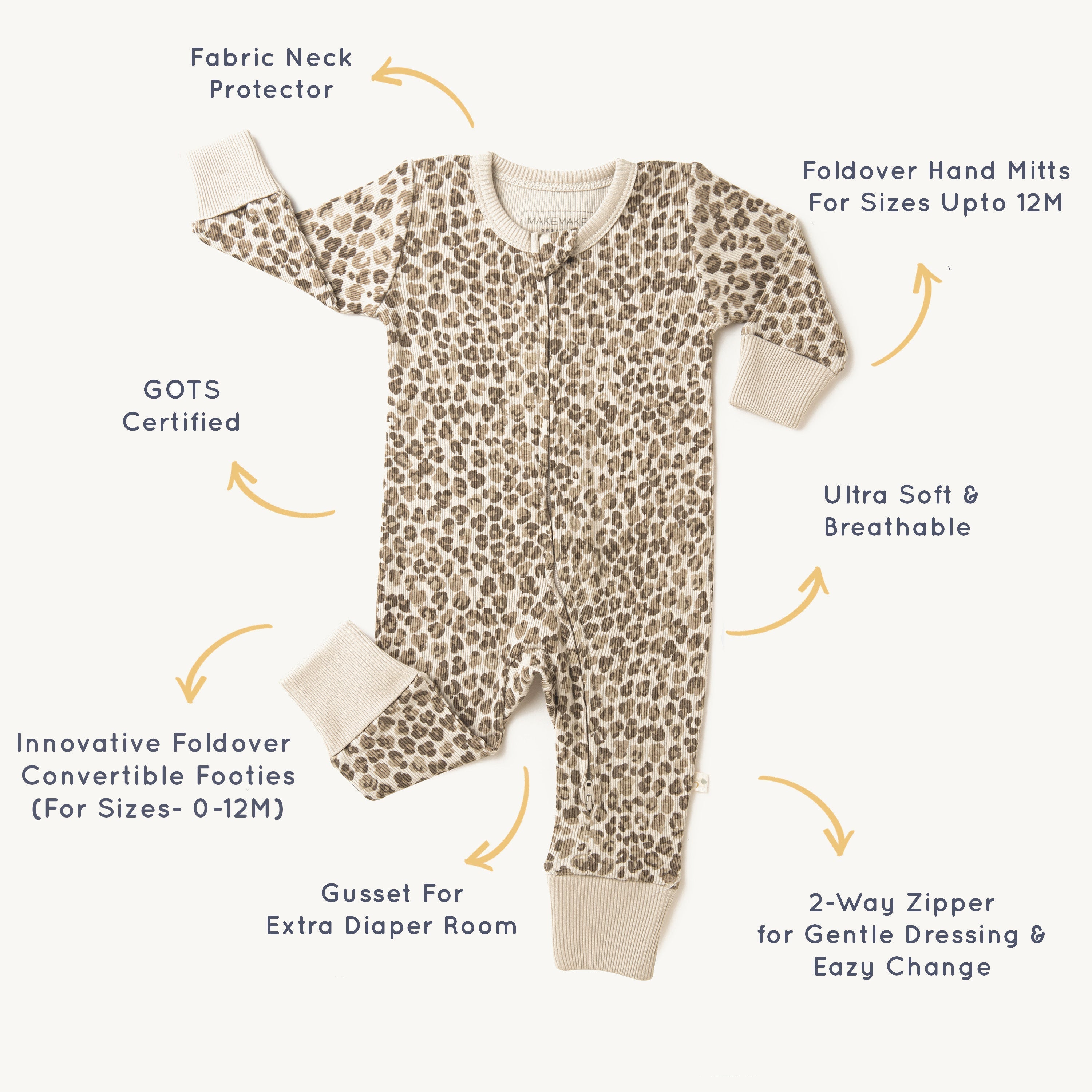 Organic Baby 2-Way Zip Romper - Spotted Zippered Romper Makemake Organics   