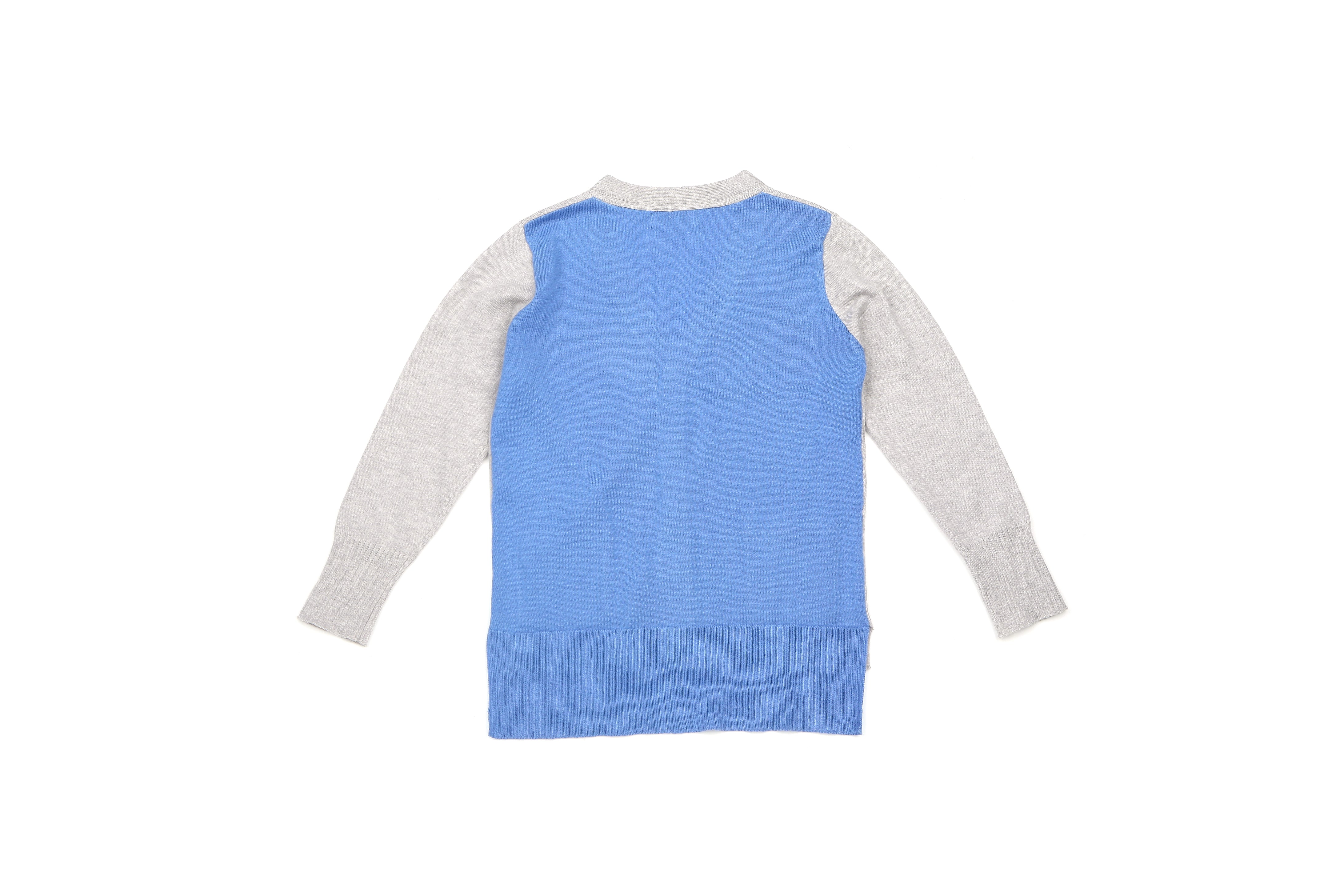 Sam V Neck Cardigan Bicolor - Grey / Blue