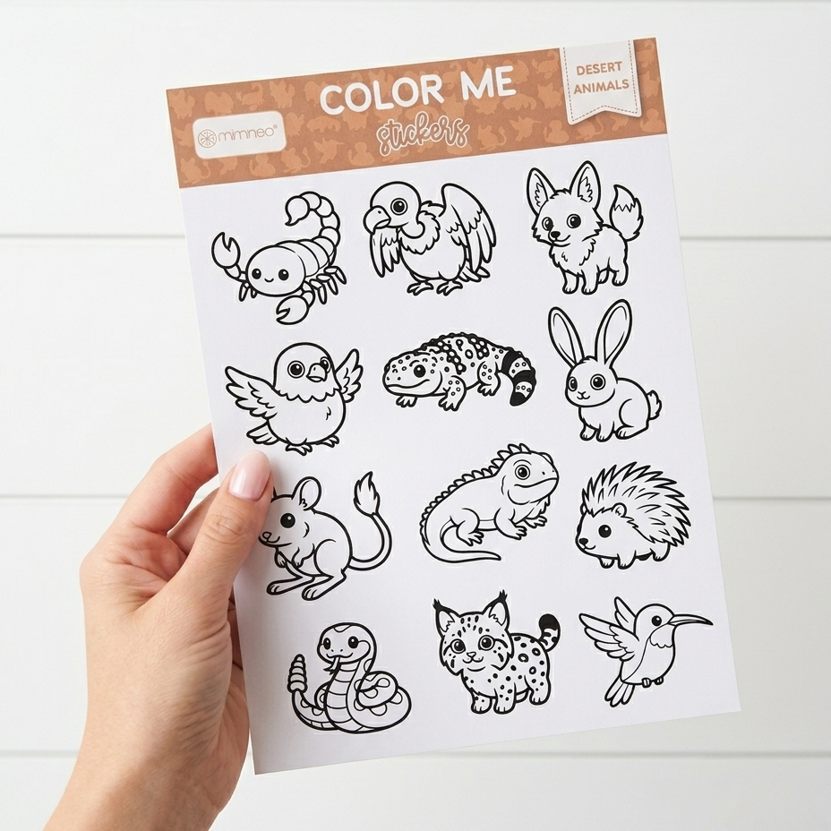 Desert Animal Color Me Sticker Sheet