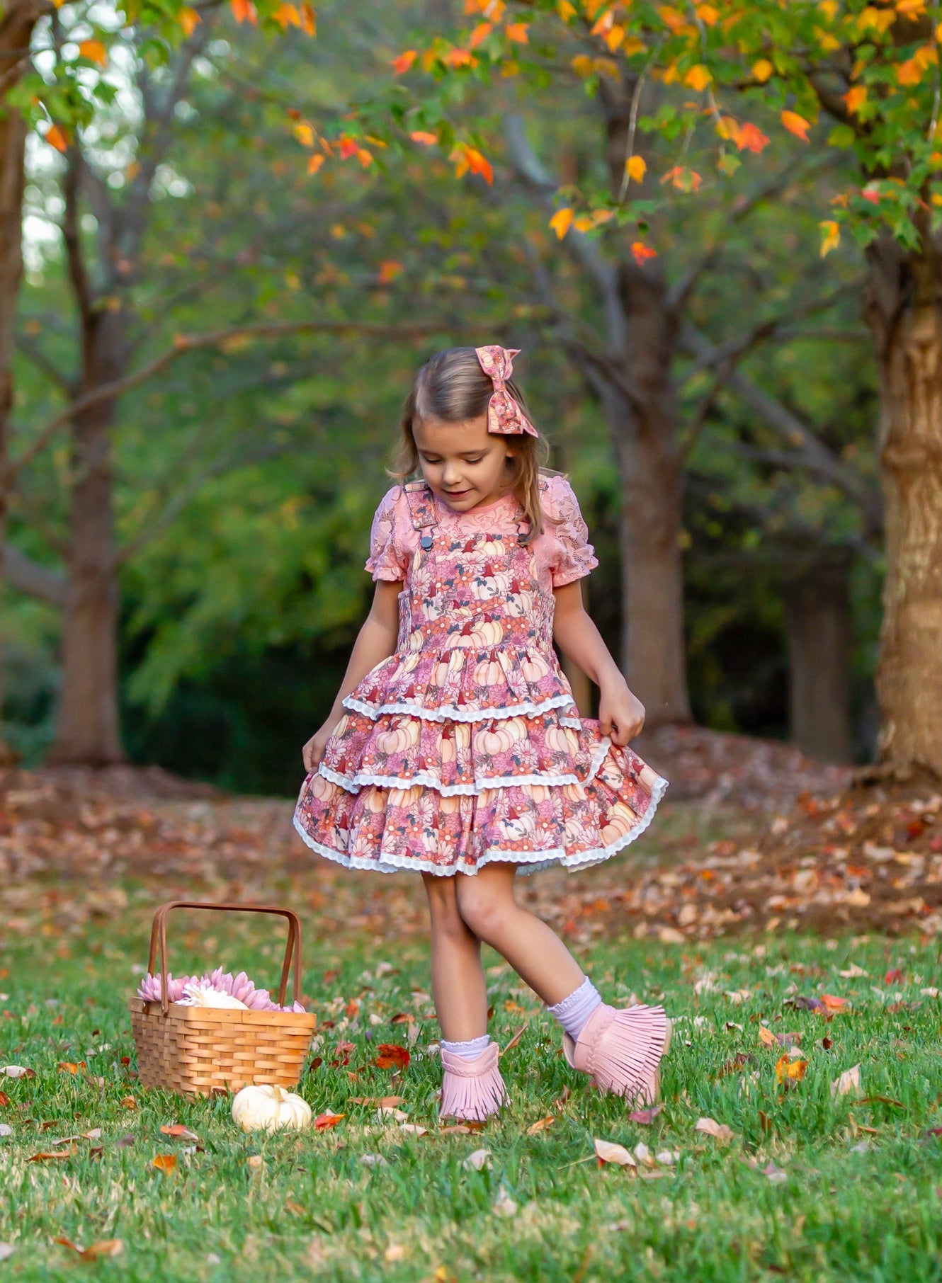 Harvest Blossom Overalls Dress
