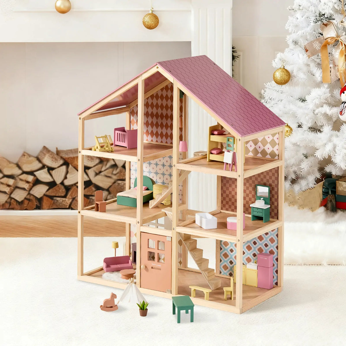 Tiny Land® Sweetwood Pegasus Dollhouse & Wooden Dollhouse Dolls