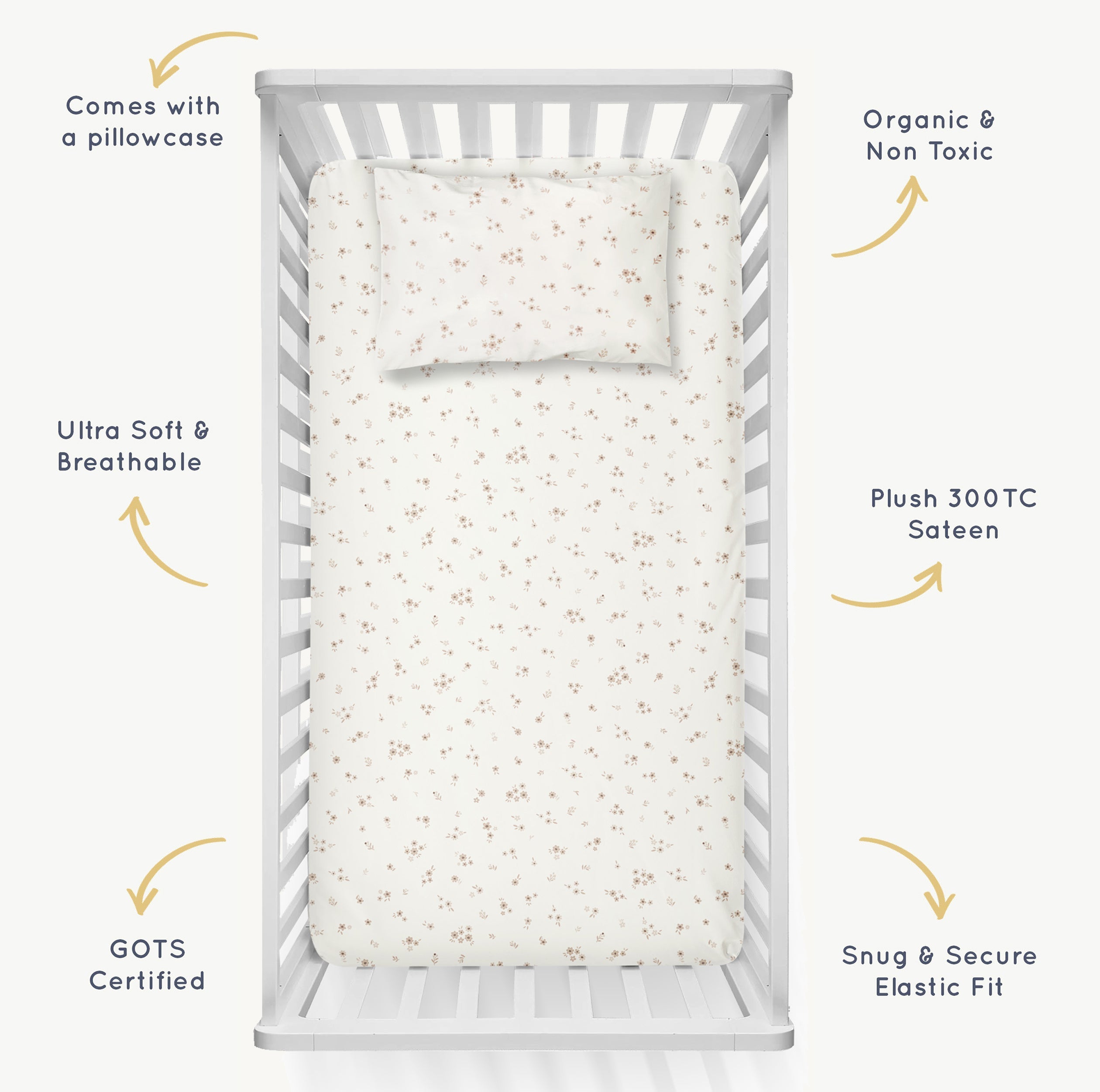 Organic Crib Sheet - Bloom Crib Sheet Makemake Organics   