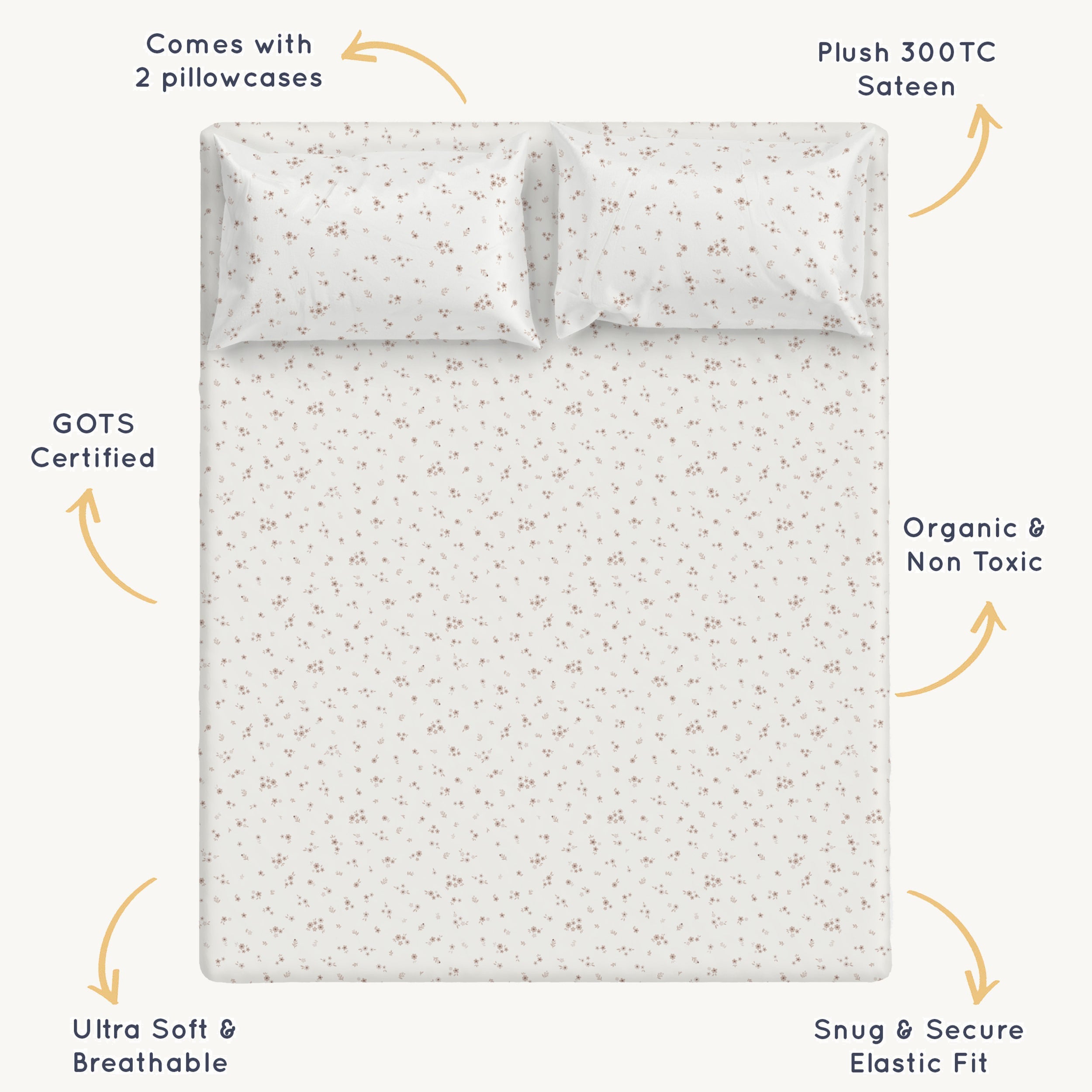 Organic Cotton Sheet Set - Bloom Sheet Set Makemake Organics   