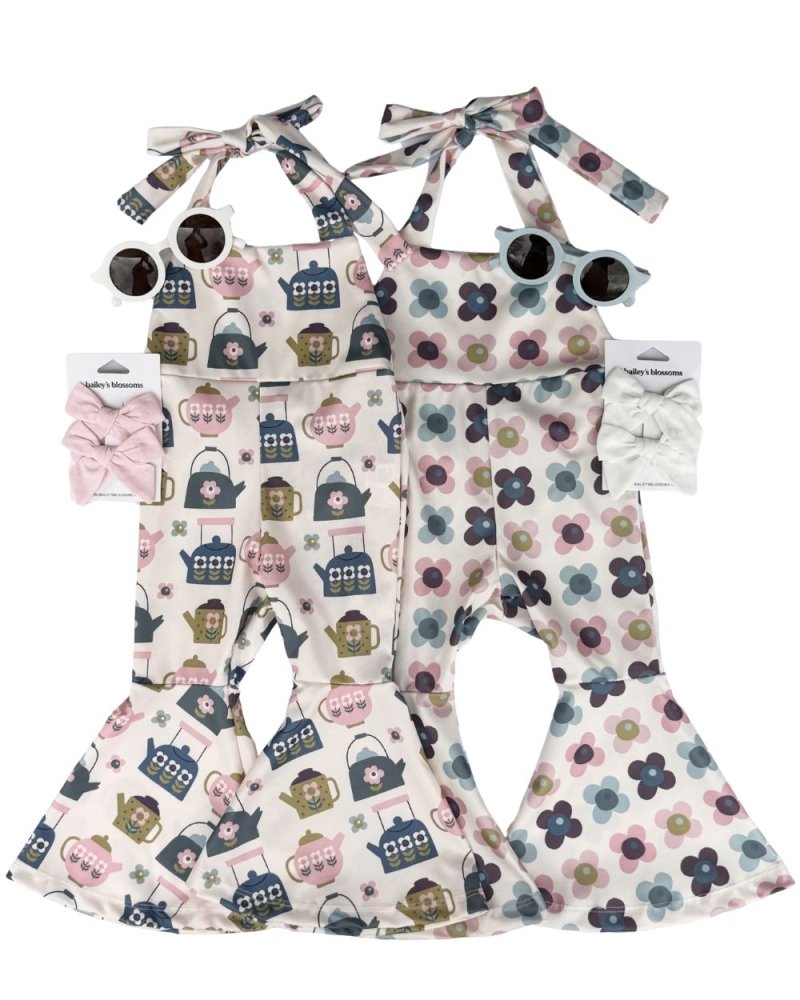 Andi Pleated Bell Bottom Jumpsuit - Petal Patch