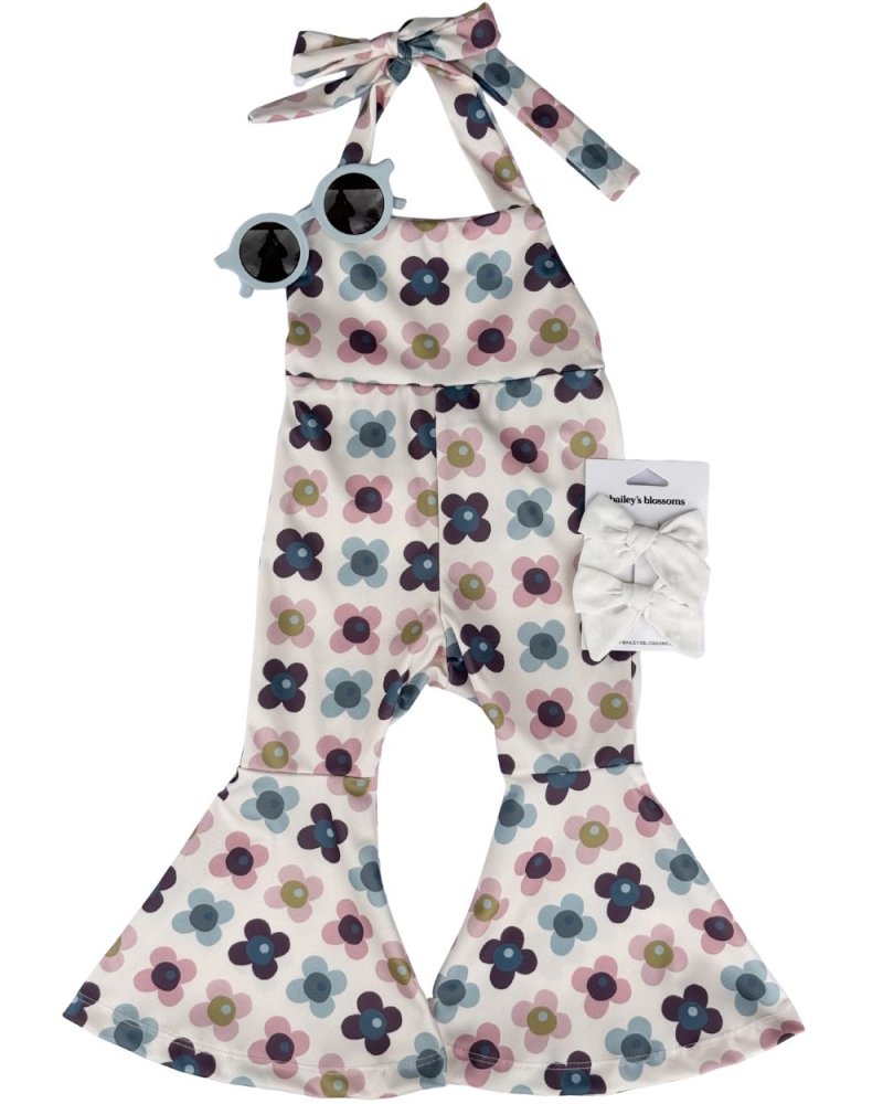 Andi Pleated Bell Bottom Jumpsuit - Petal Patch