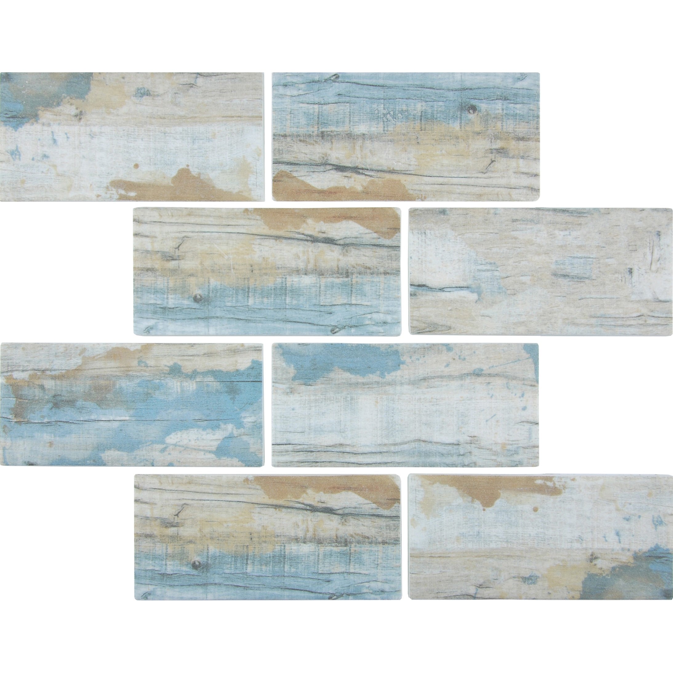 Bay 3"x6" on 11.5"x11.5" Mesh Glass Mosaic Tile Bark Series - Aquatica Collection