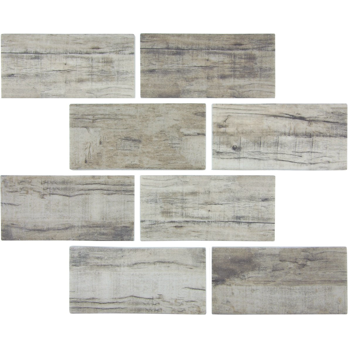 Linden 3"x6" on 11.5"x11.5" Mesh Glass Mosaic Tile Bark Series - Aquatica Collection