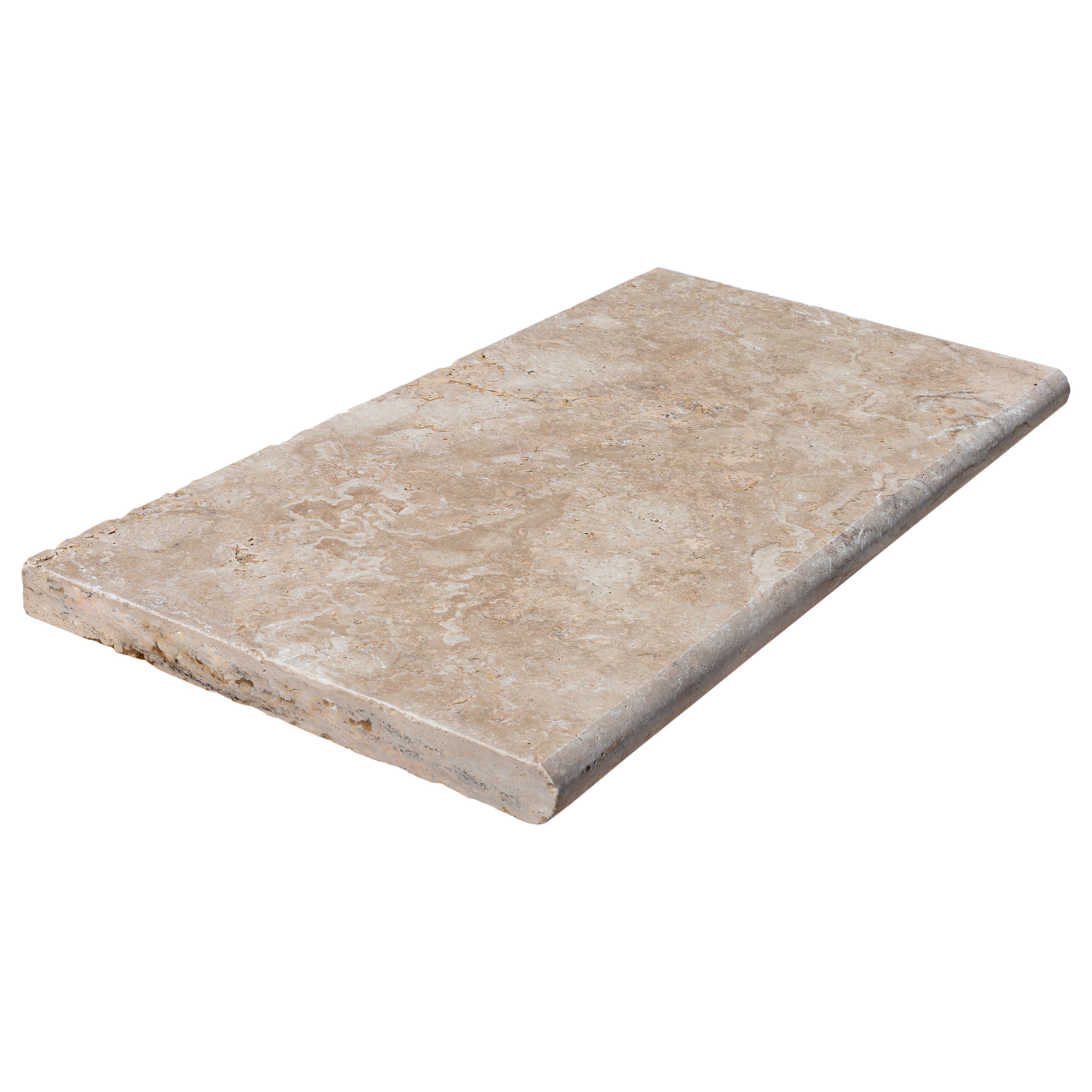 Aspendos Beige 12"x24" Tumbled Travertine Pool Coping - Belair Collection