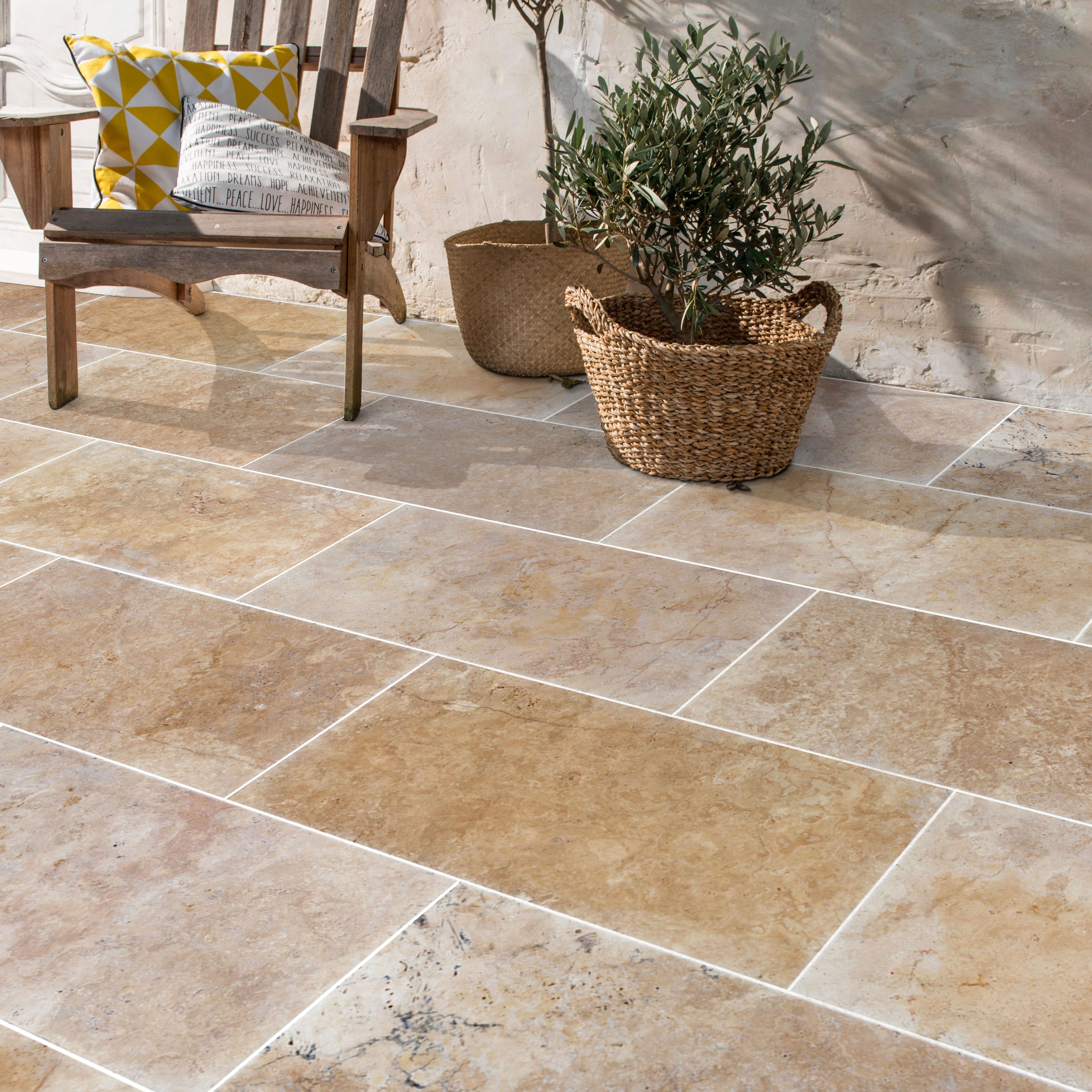 Travertine Aspendos Beige Pavers Tumbled 18"x36"x1 1/4" - Belair Collection