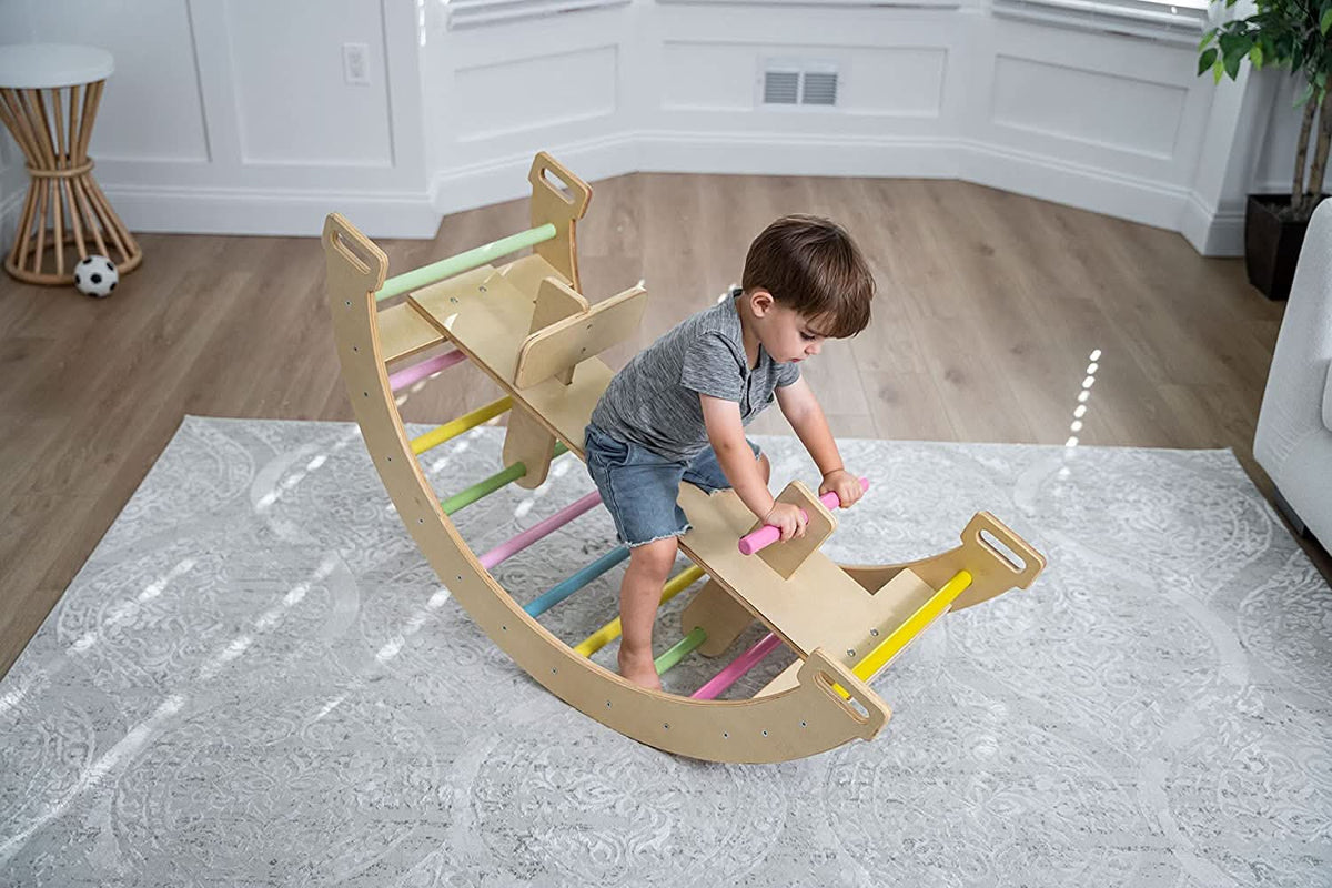 Bailis | 3-in-1 Wooden Climbing Arch, Rocker and Seesaw for Toddlers