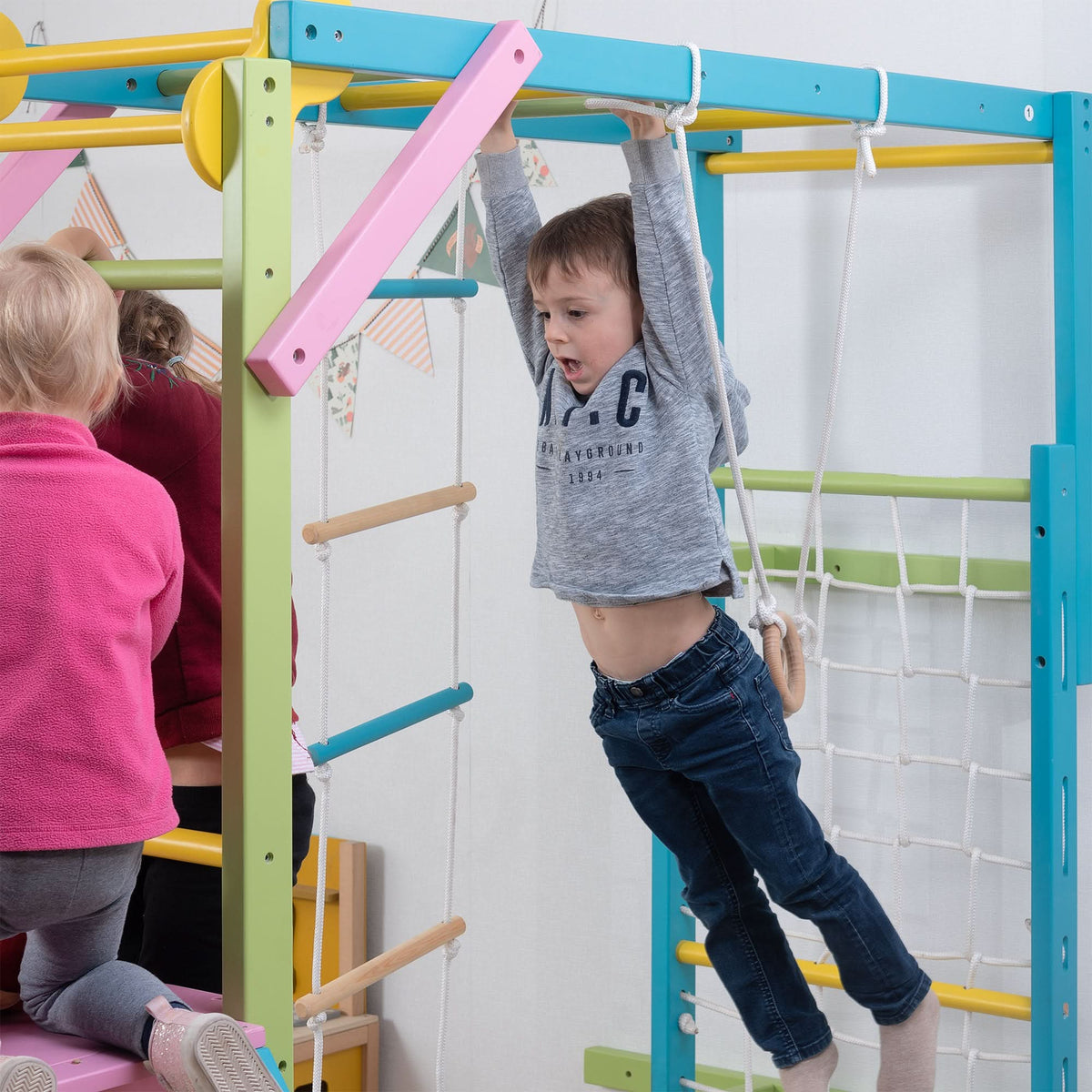 Grove Rainbow | Foldable Wall Mounted Indoor Jungle Gym, 8-in-1
