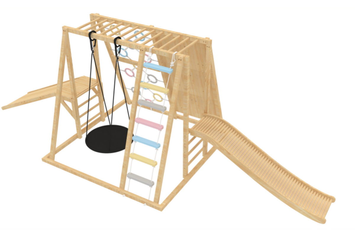 Wooden Roller Slide Add-On for Avenlur Climbers | Indoor Roller Slide, Climber Not Included