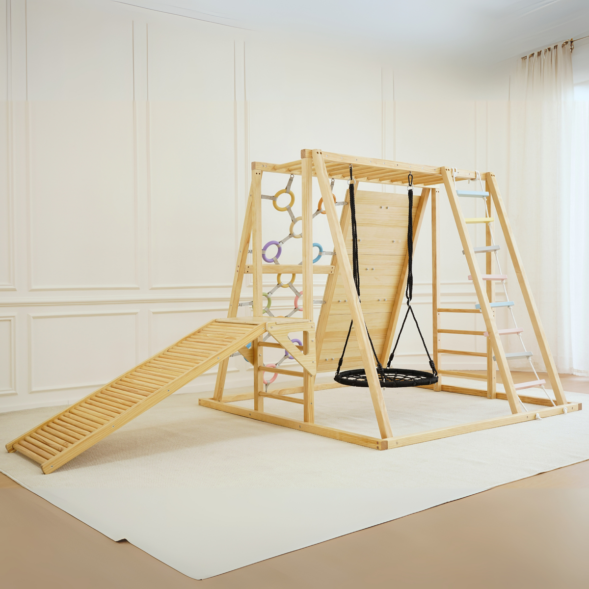 Sweetgum XL | 8-in-1 Indoor Playset for Toddlers with Slide and Swing