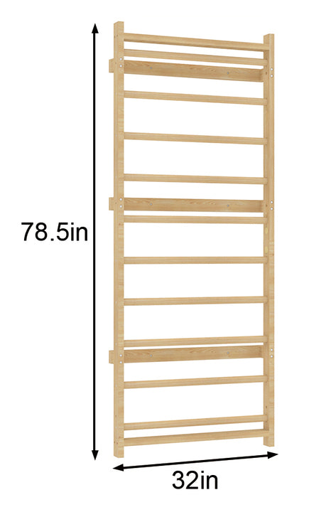 Ladder Wall Panel Add-On for 79" Walnut Modular | Swedish Ladder Climbing Panel (Climber Not Included)