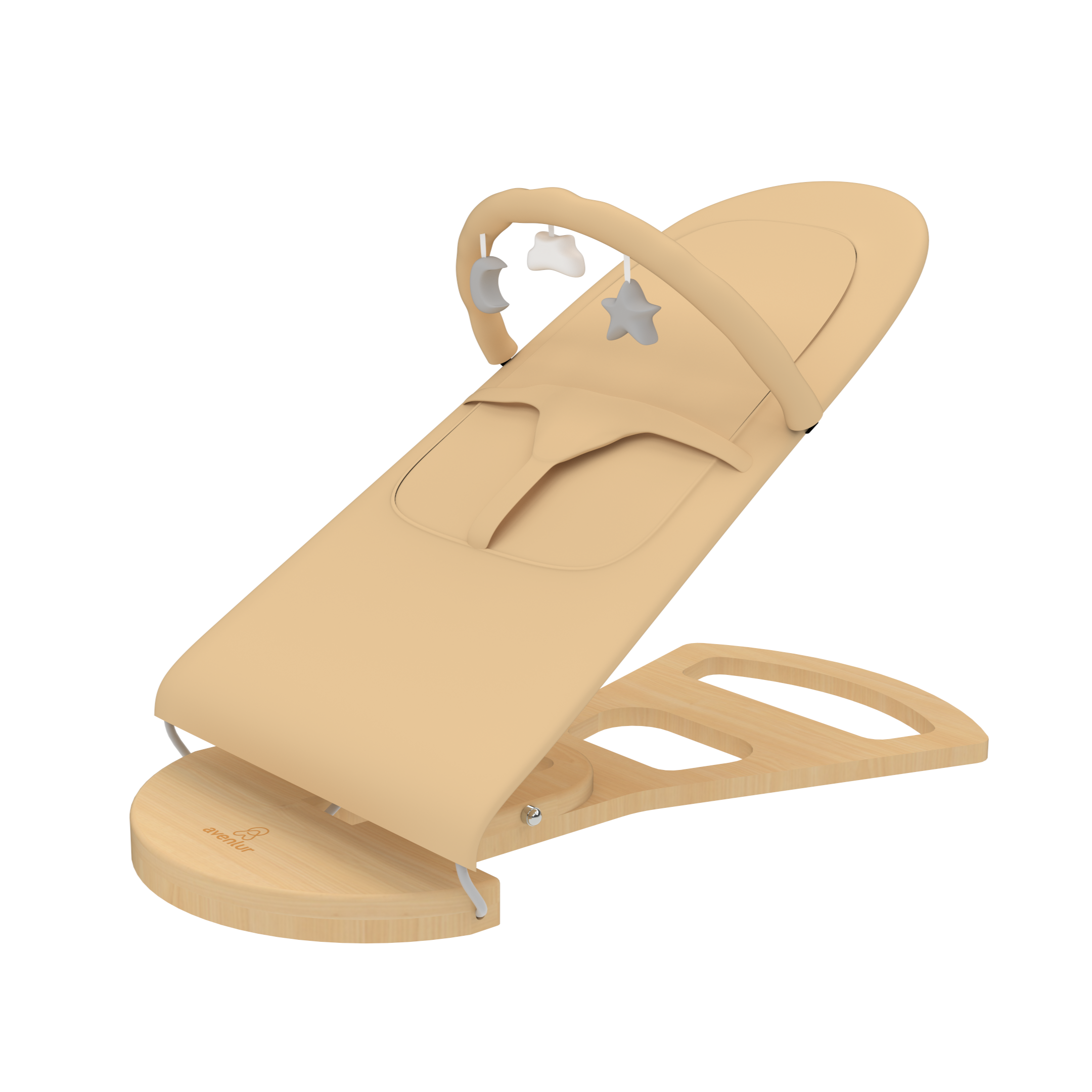 Avenlur Fir Baby Bouncer – Foldable Wooden Baby Rocker with Play Arch