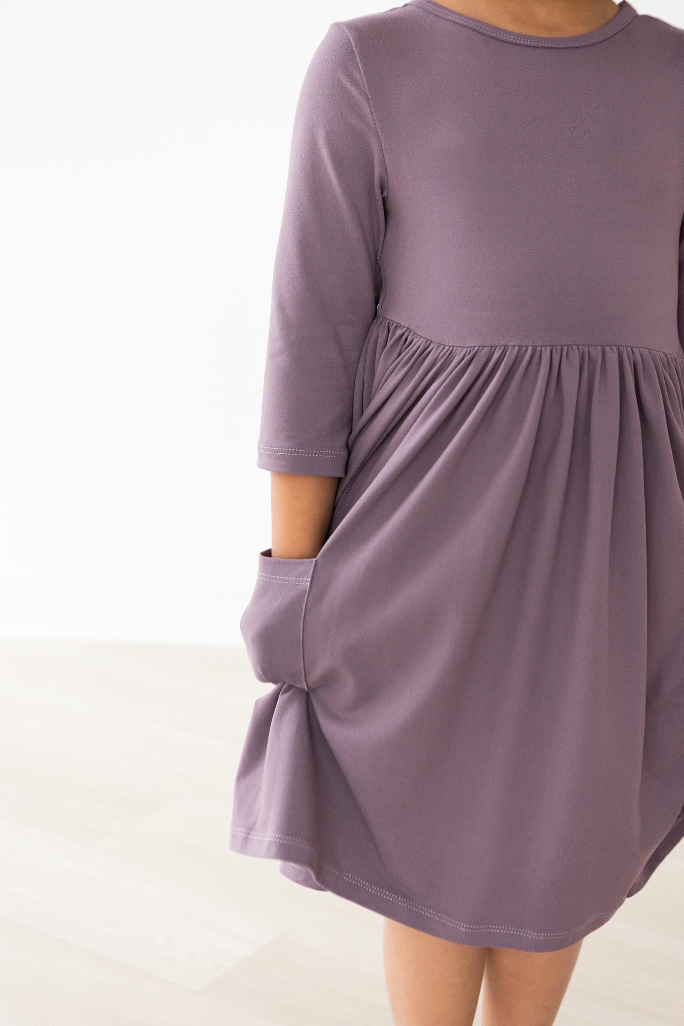 Vintage Violet 3/4 Sleeve Pocket Twirl Dress