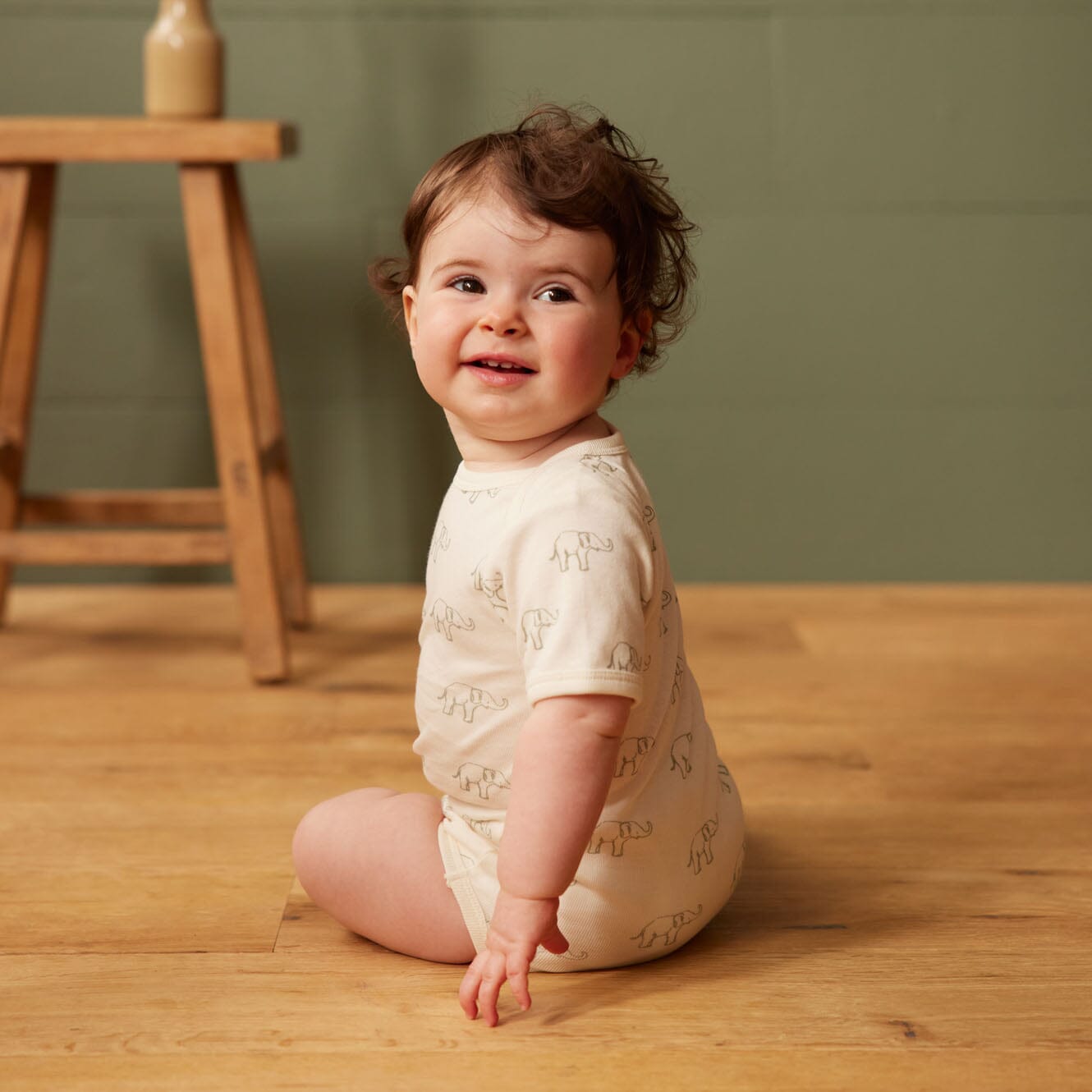 Short Sleeve Bodysuit - Elephant Print