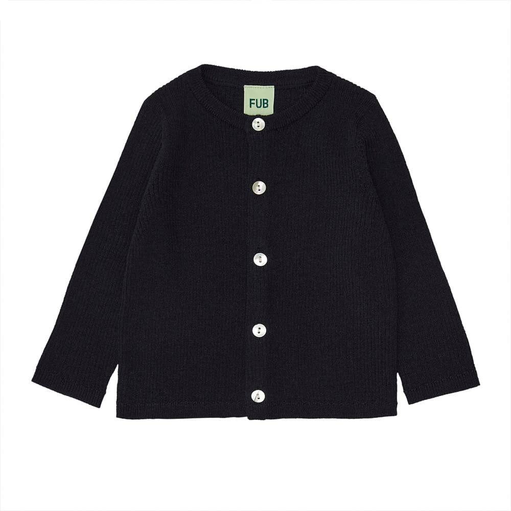 Baby Pearl Button Rib Cardigan - Dark Navy - FINAL SALE