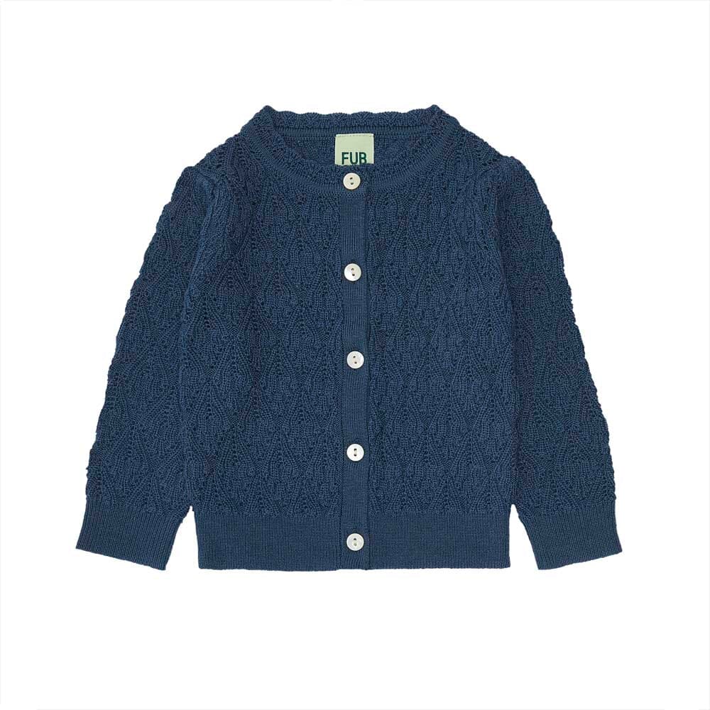 Baby Pointelle & Lace Cardigan - Indigo