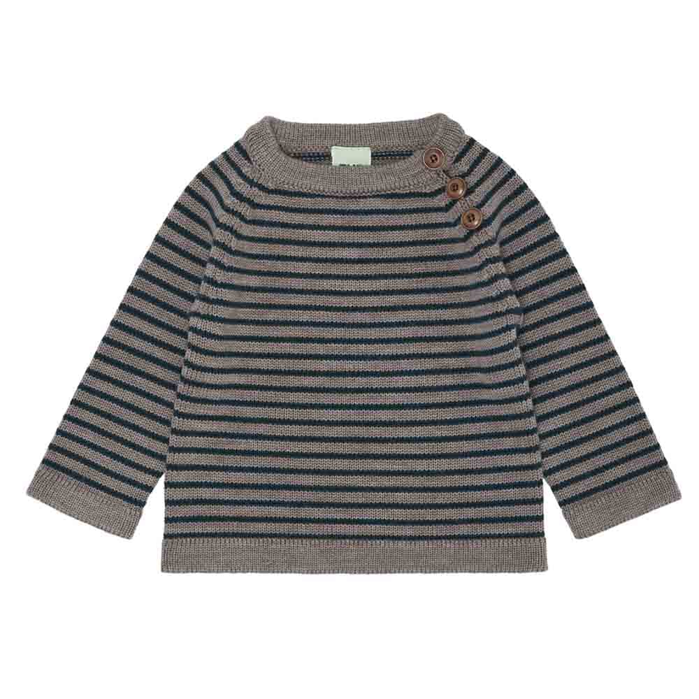 Baby Sweater - Beige Melange/Teal