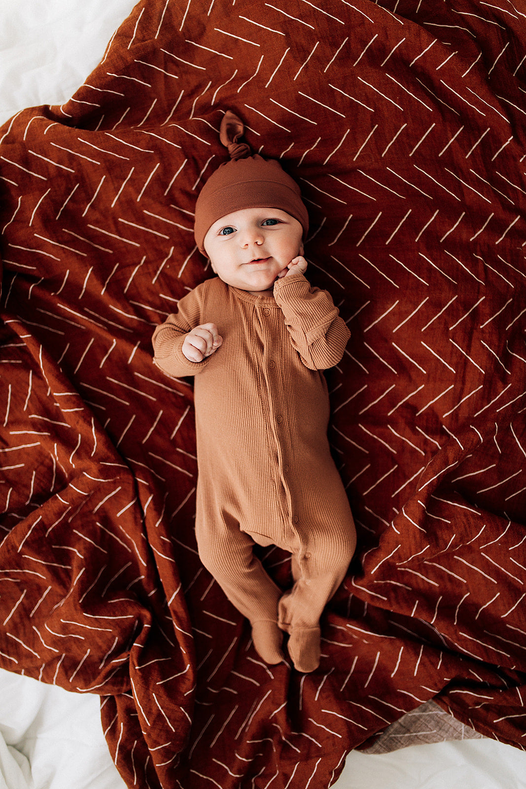 Rust Bamboo Newborn Knot Hat  Mebie Baby   