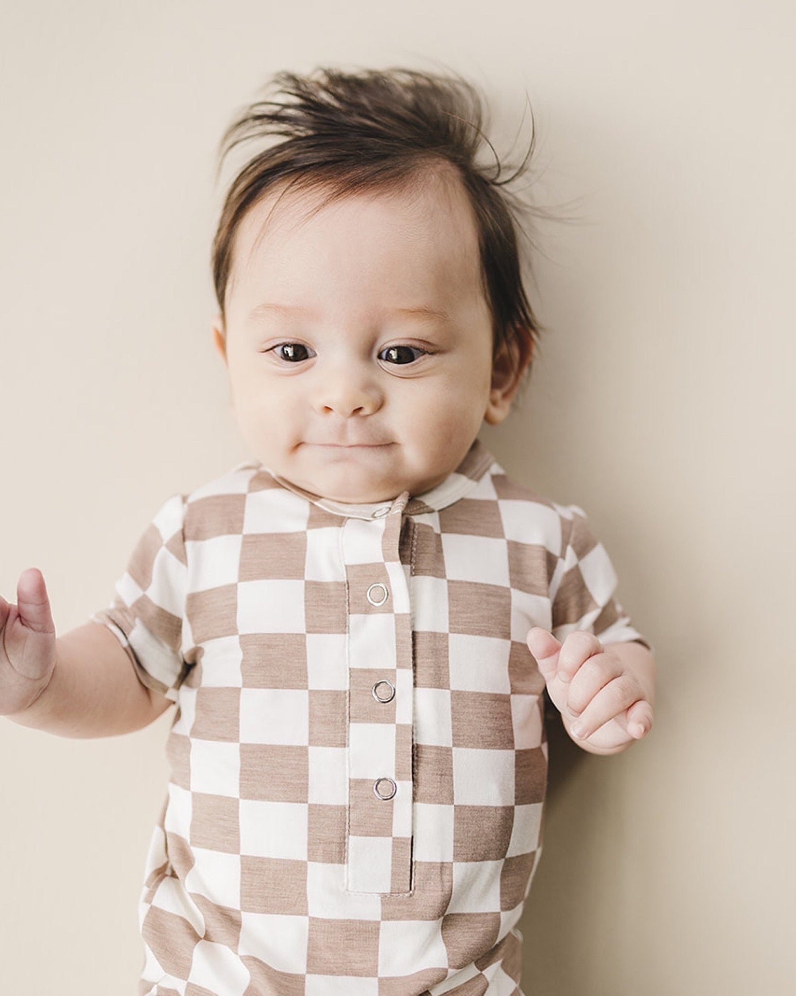 Bamboo Checkered Jumpsuit | Latte