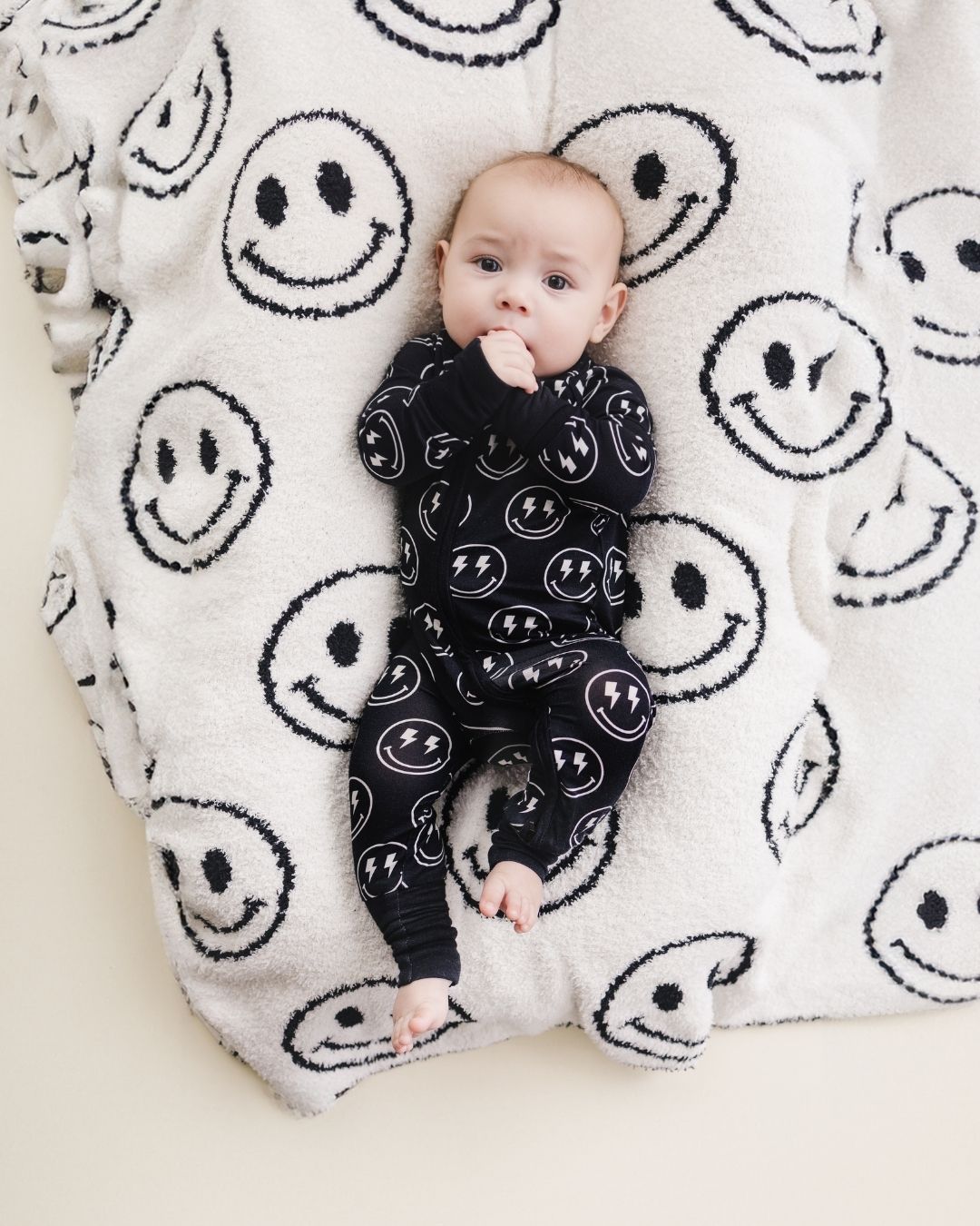 Bamboo Zip Romper | Electric Smiley