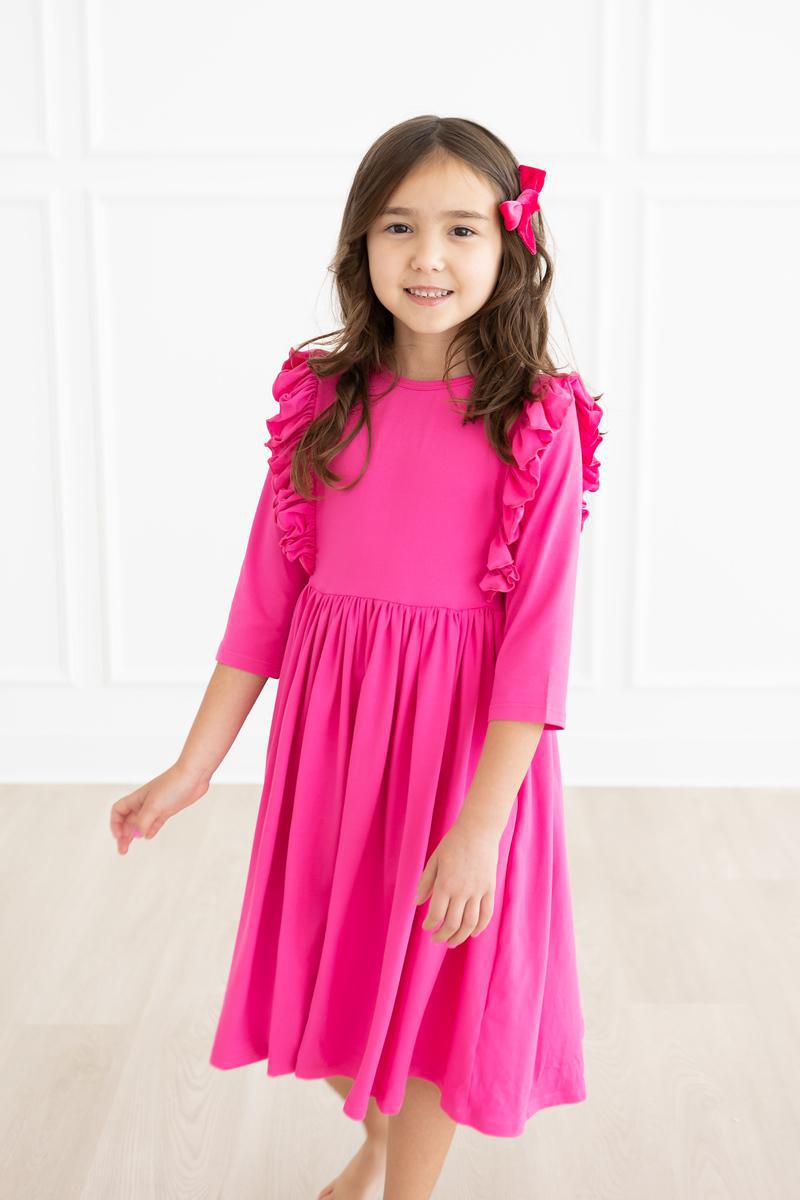 Hot Pink Ruffle Twirl Dress