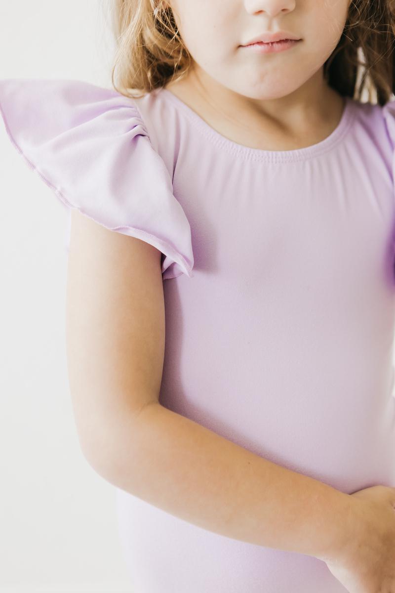 Lavender S/S Flutter Sleeve Leotard