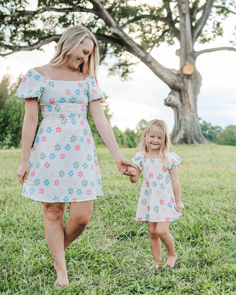 Bea Puff Sleeve Mini Dress - Colorful Flowers
