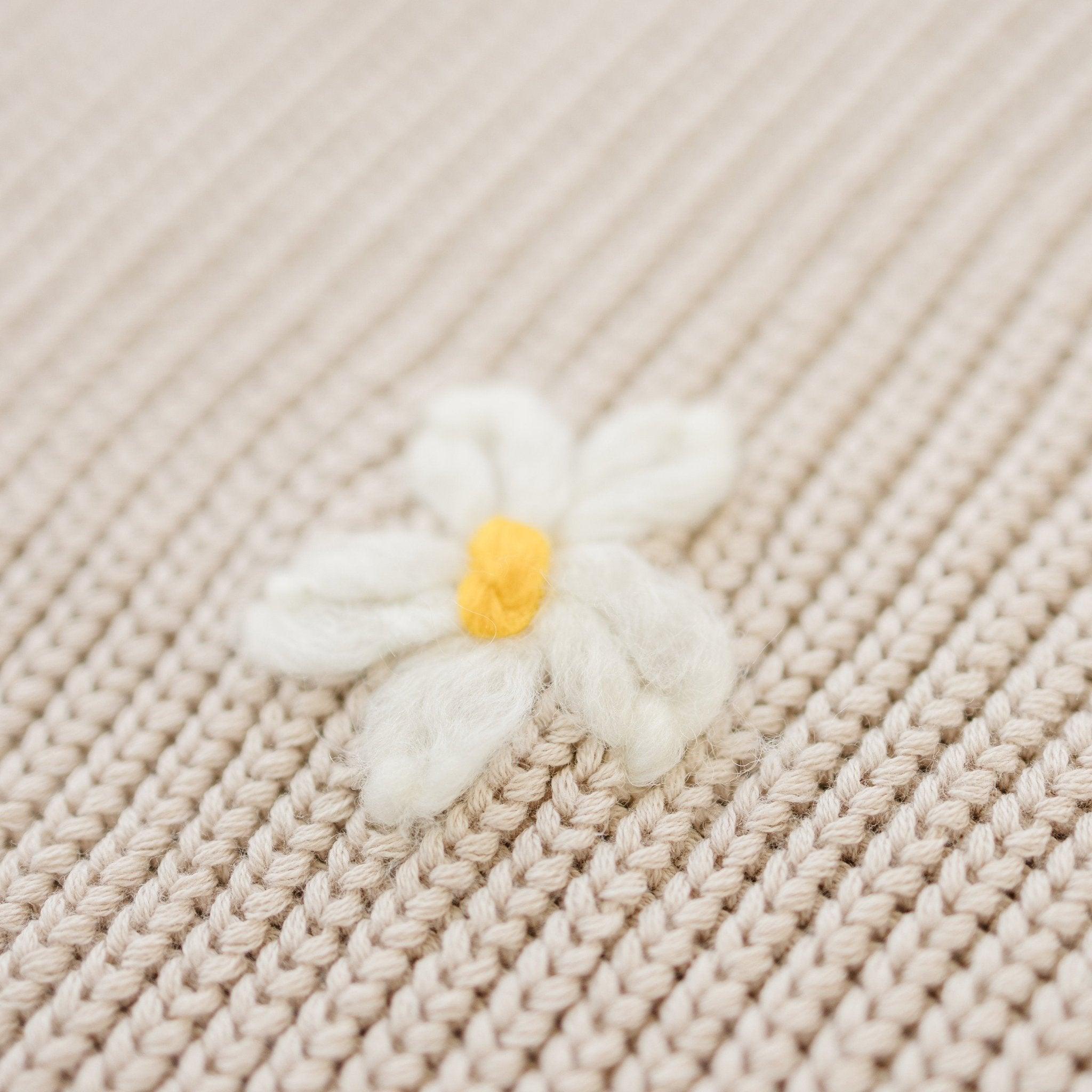 Beige Daisy Hand Embroidered Sweater