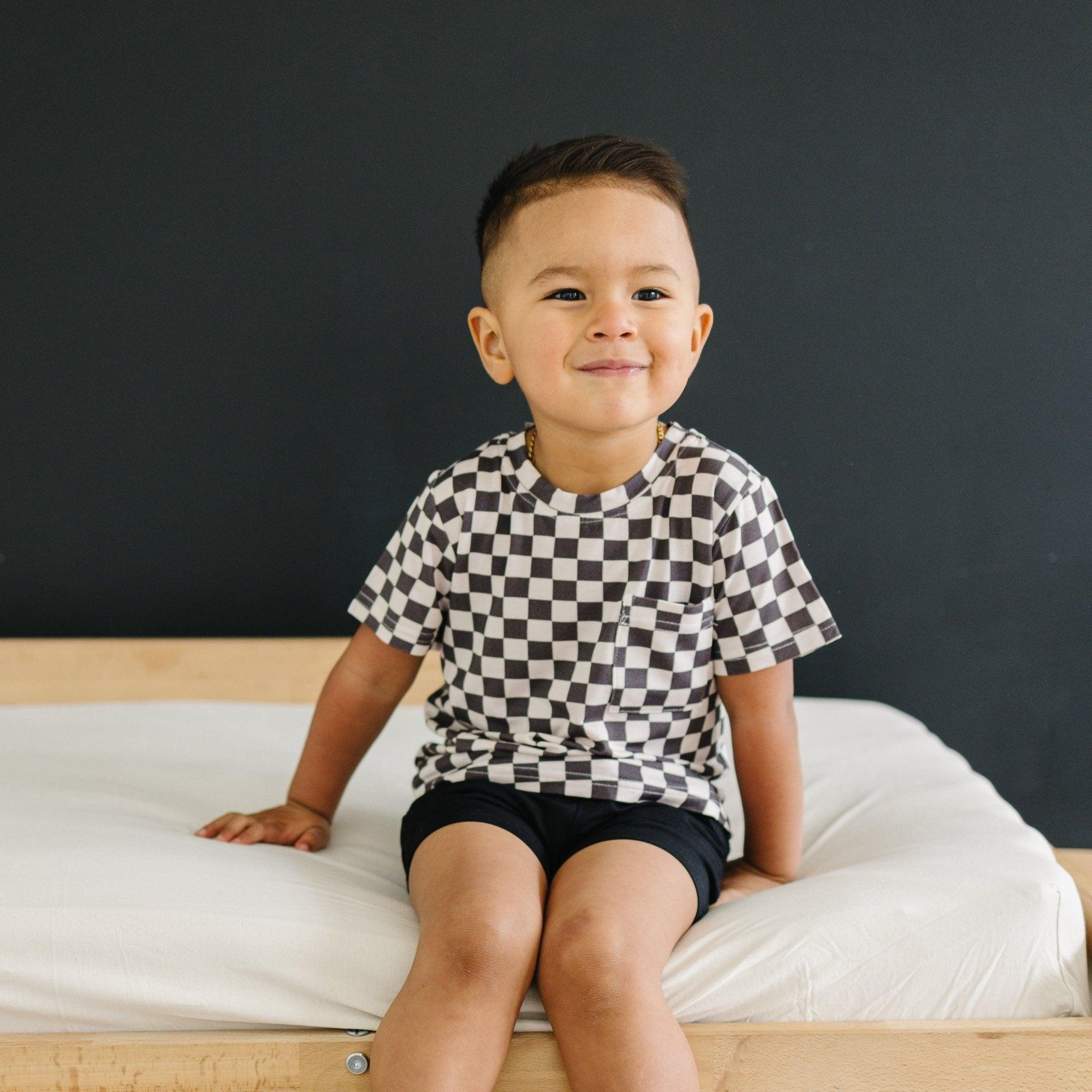 Black Checkered Bamboo Tee